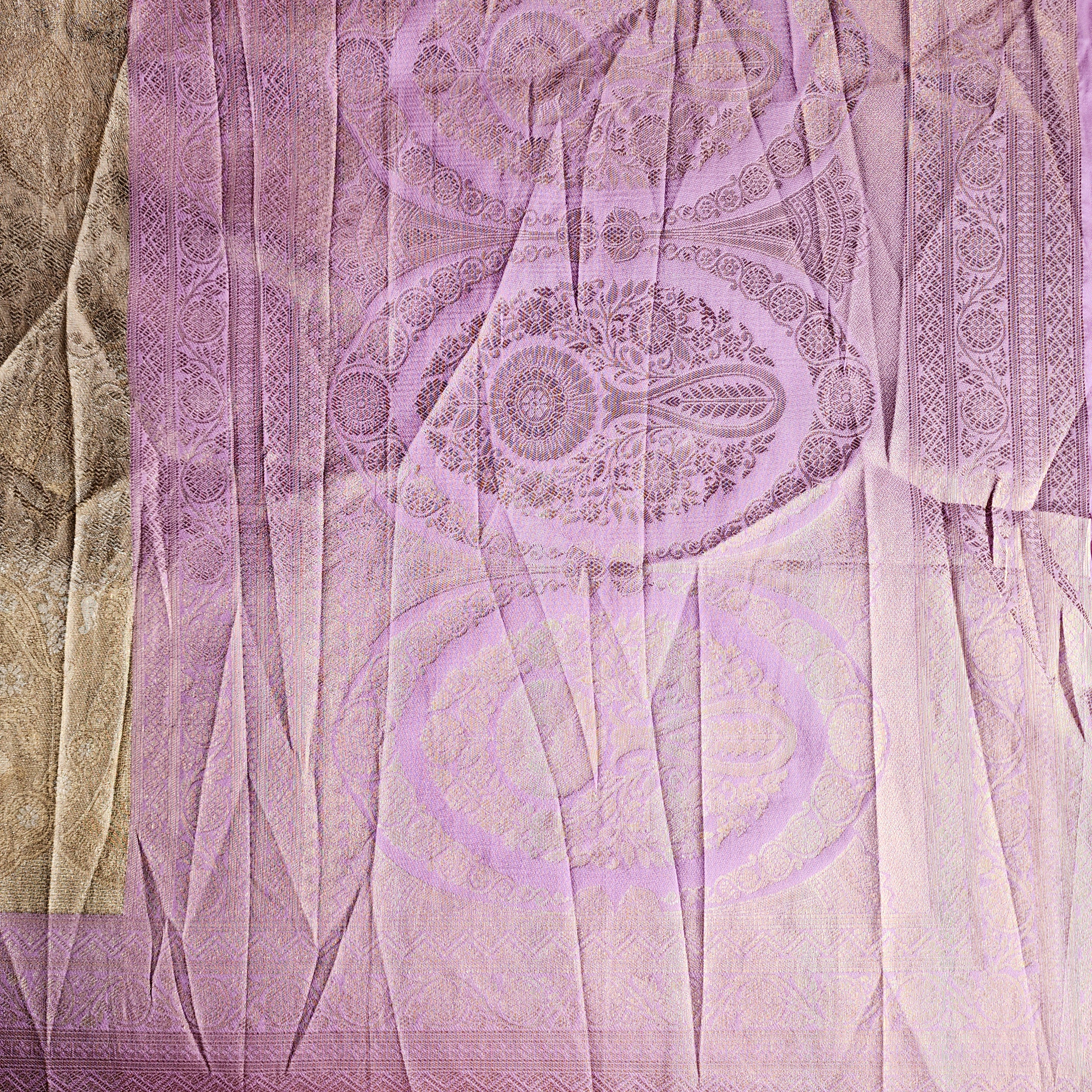 Beige Gold Kanjivaram Style Banarasi Designer Silk Saree