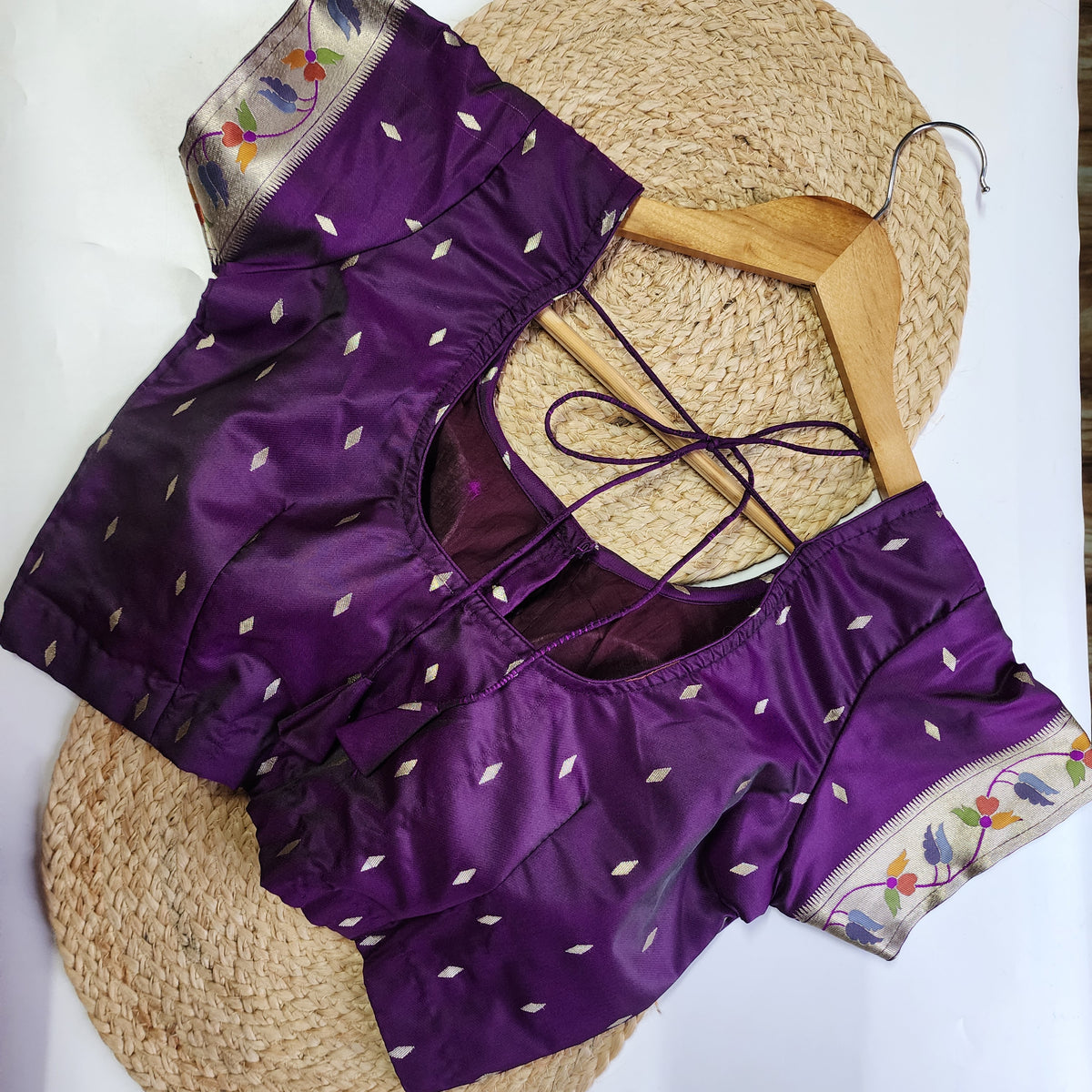 Raahi - Violet Paithani Silk Saree with Stitched Blouse