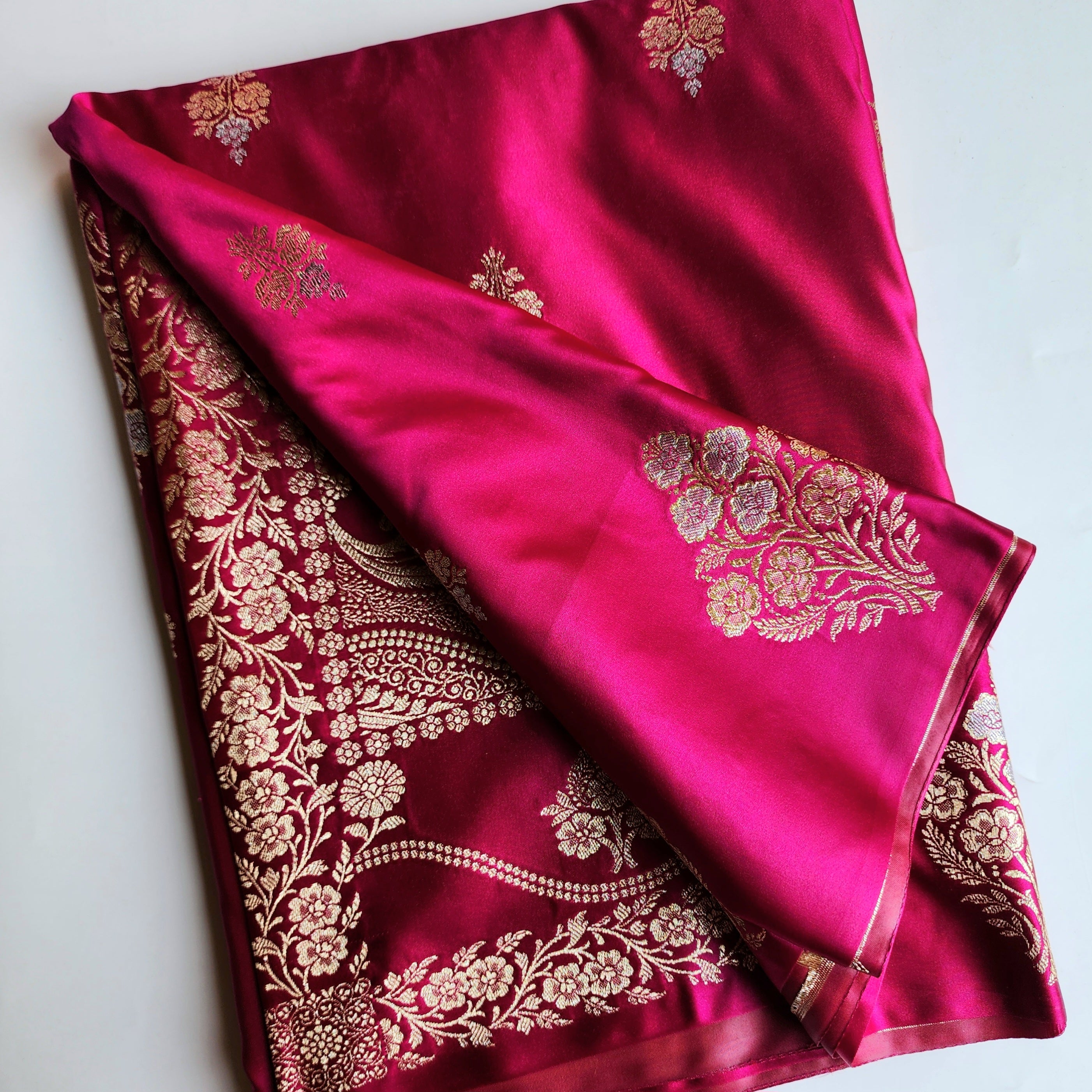 Dual-Tone Pink Pure Banarasi Katan Silk Saree