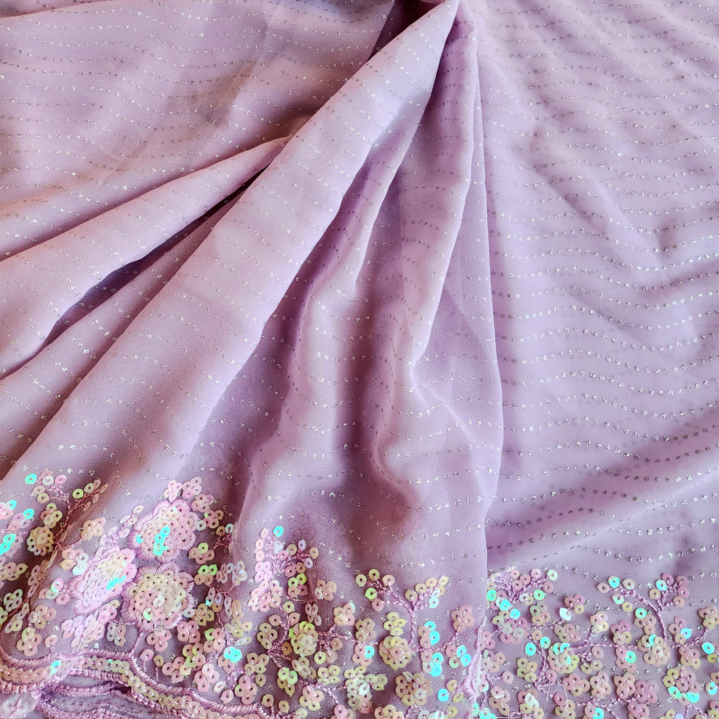 Dusty Orchid Designer Sequinned Saree