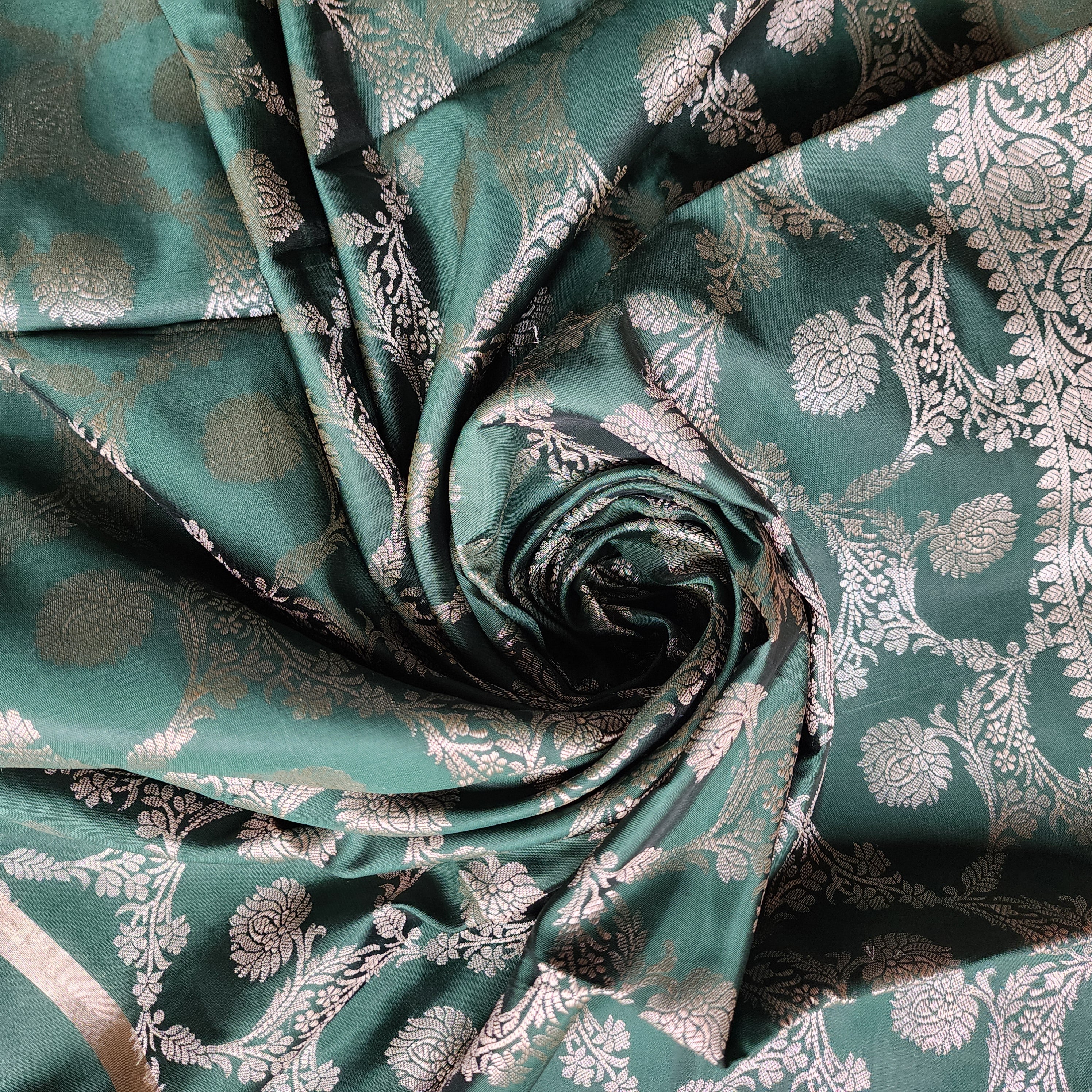 Emerald Green Semi Silk Zari Dupatta