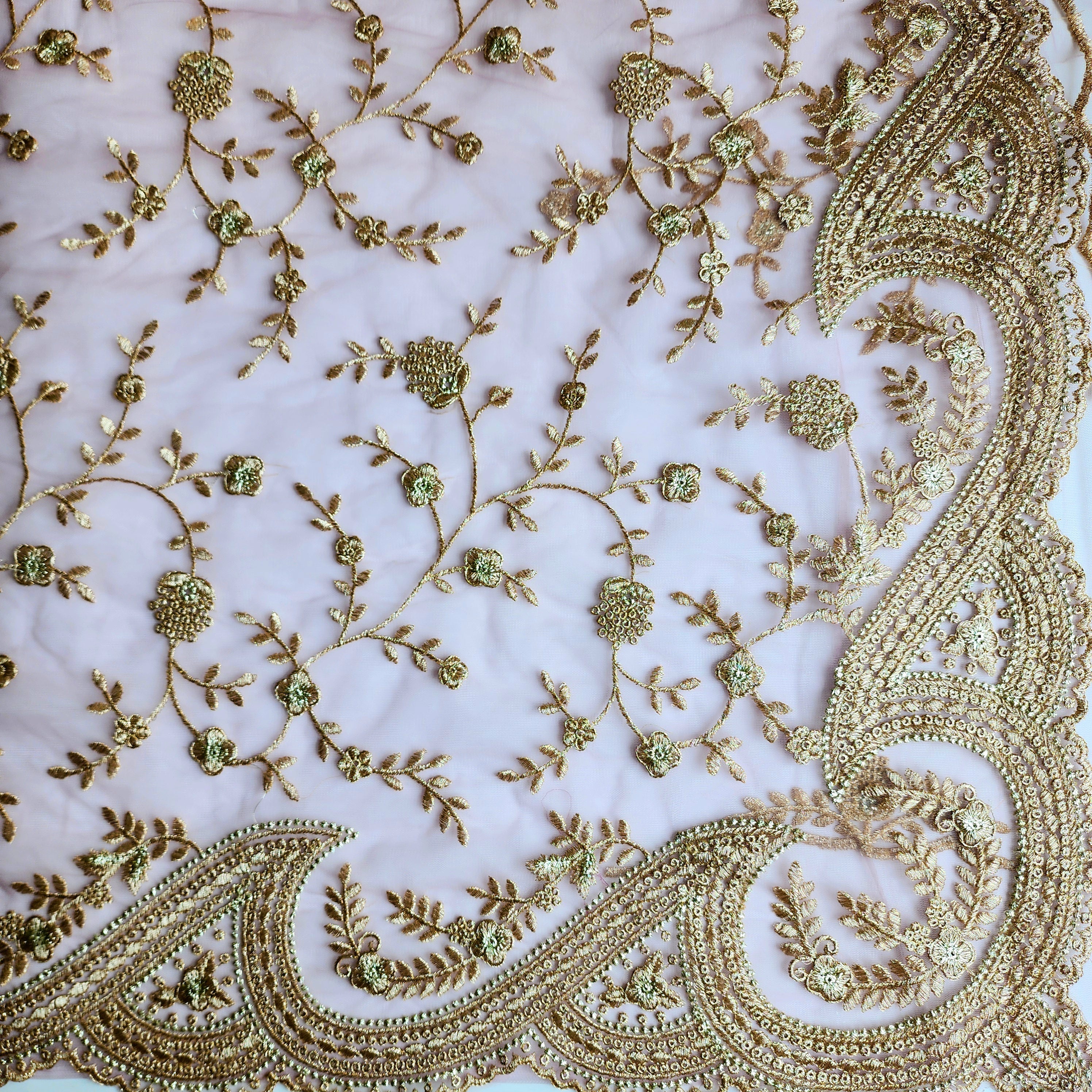 Pink Zardozi Embroidered Embellished Designer Net Saree
