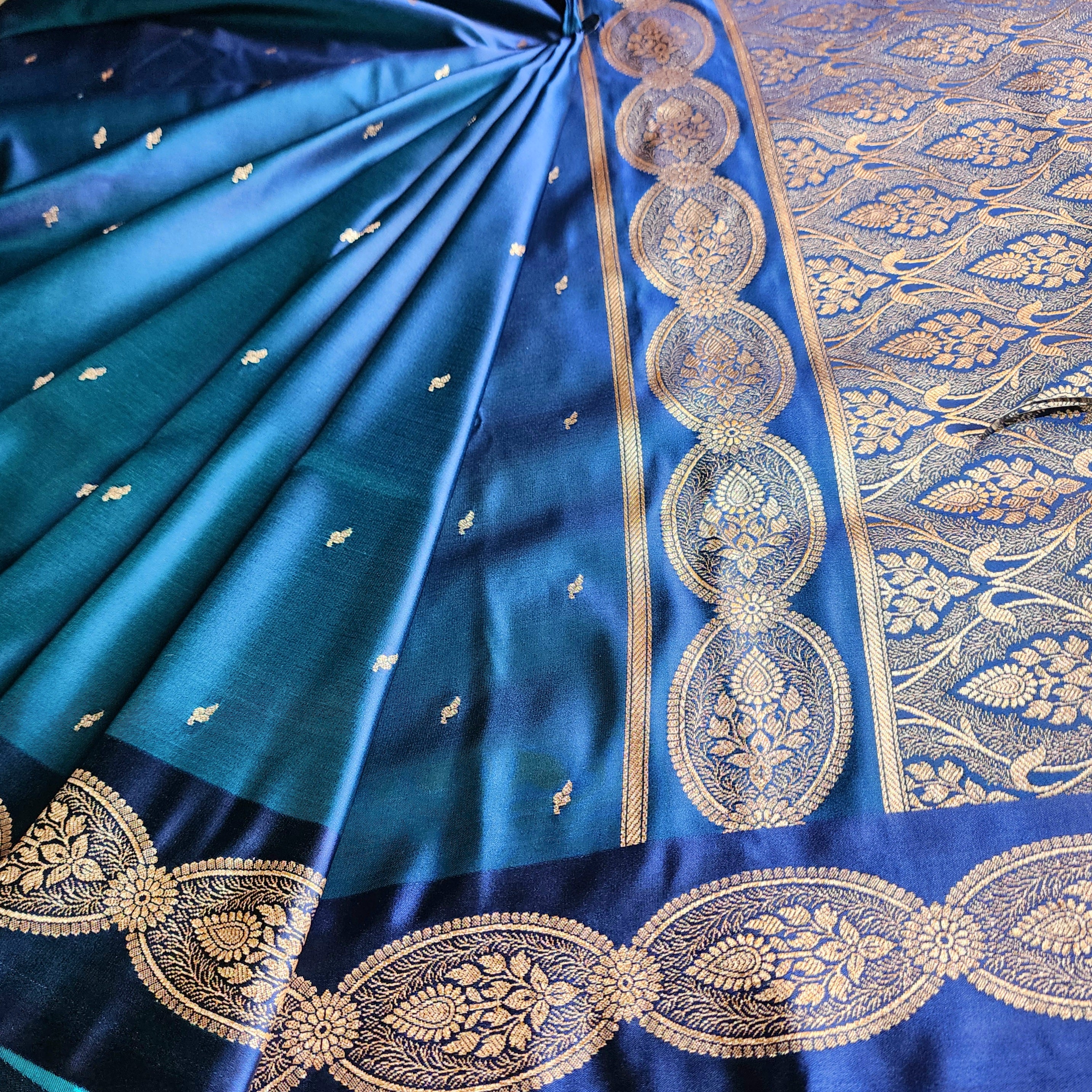 Royal Blue Banarasi Katan Silk Saree with Gold Zari Weaving