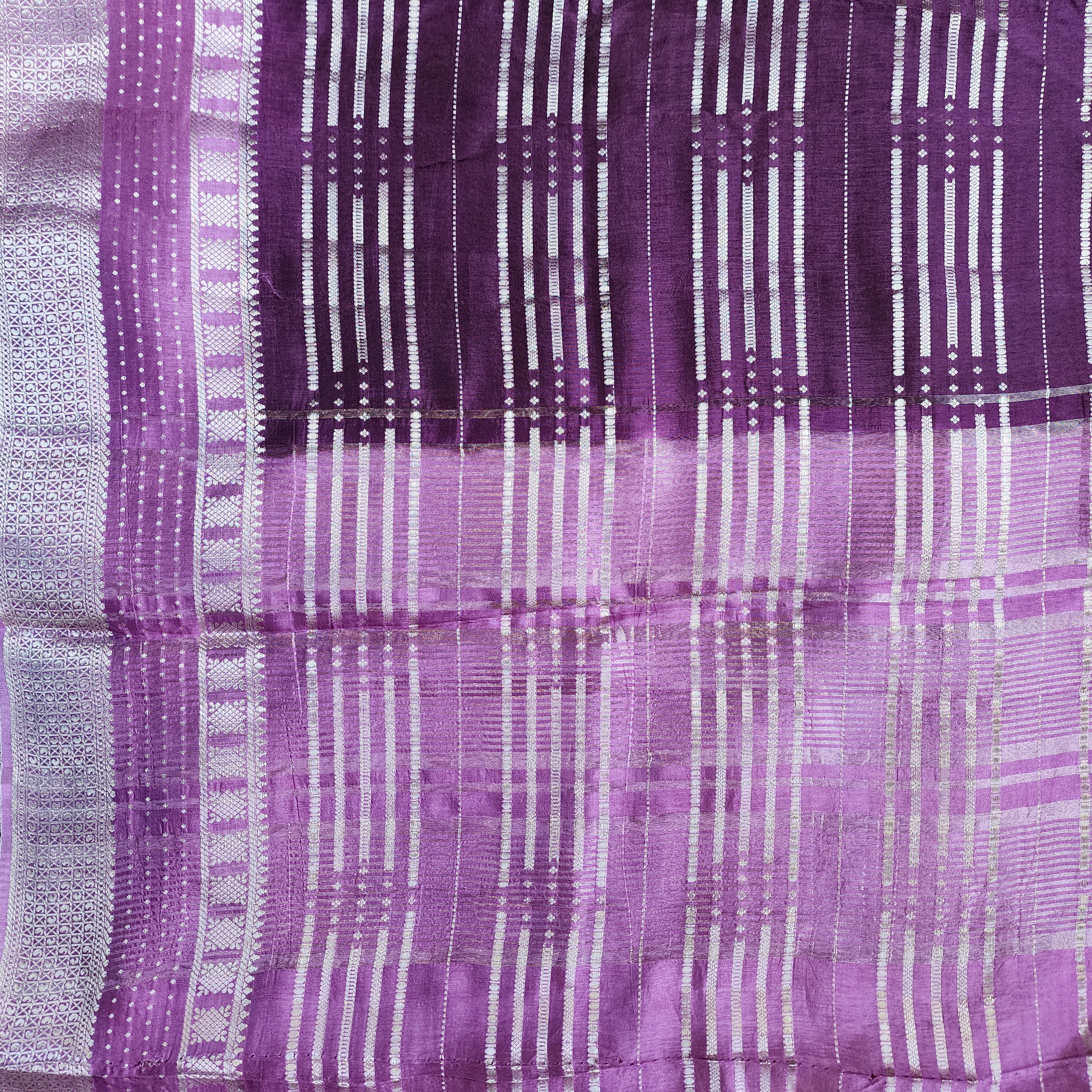 Deep Plum Crepe Georgette Silk Saree with Gold Zari Detailing