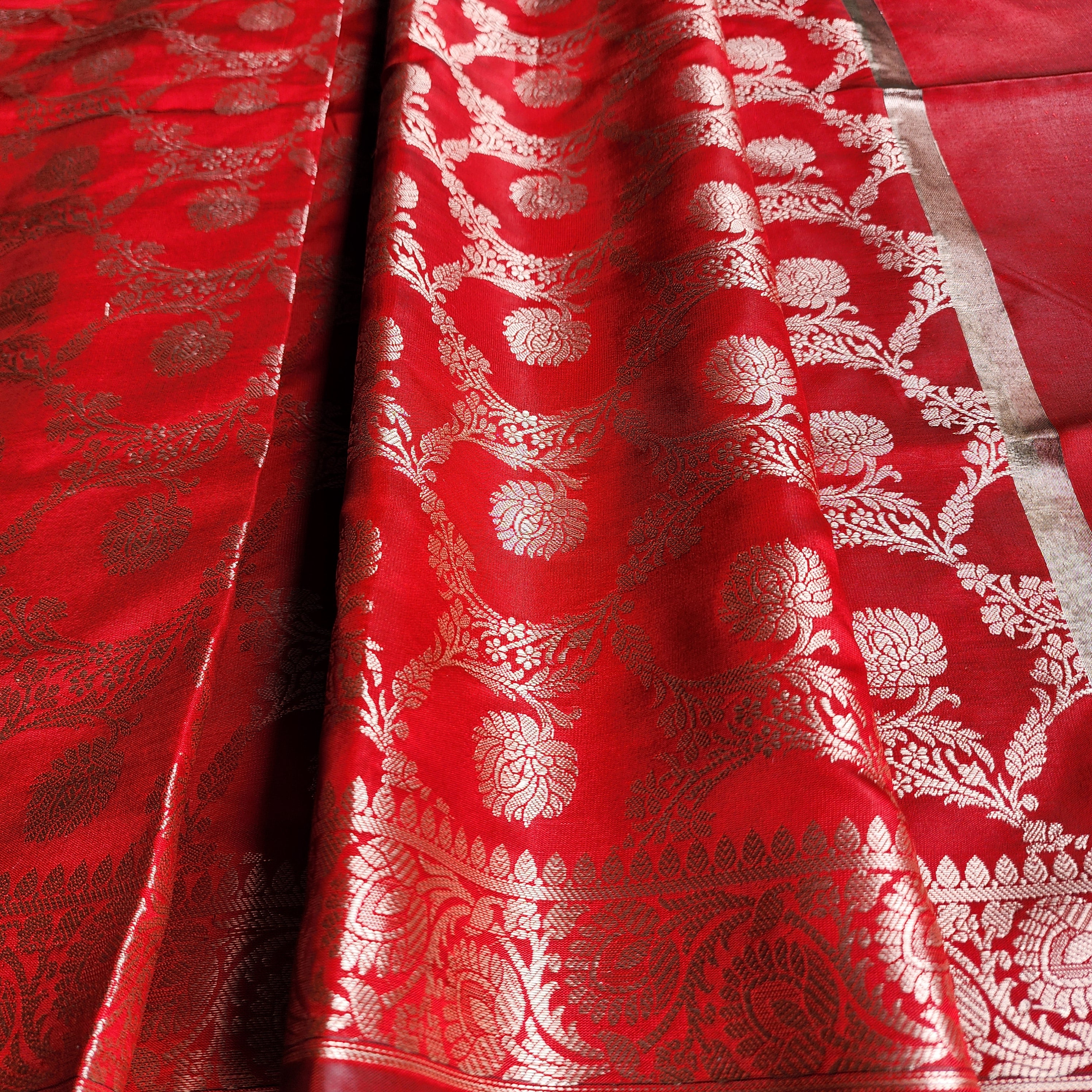 Classic Red Semi Silk Zari Dupatta