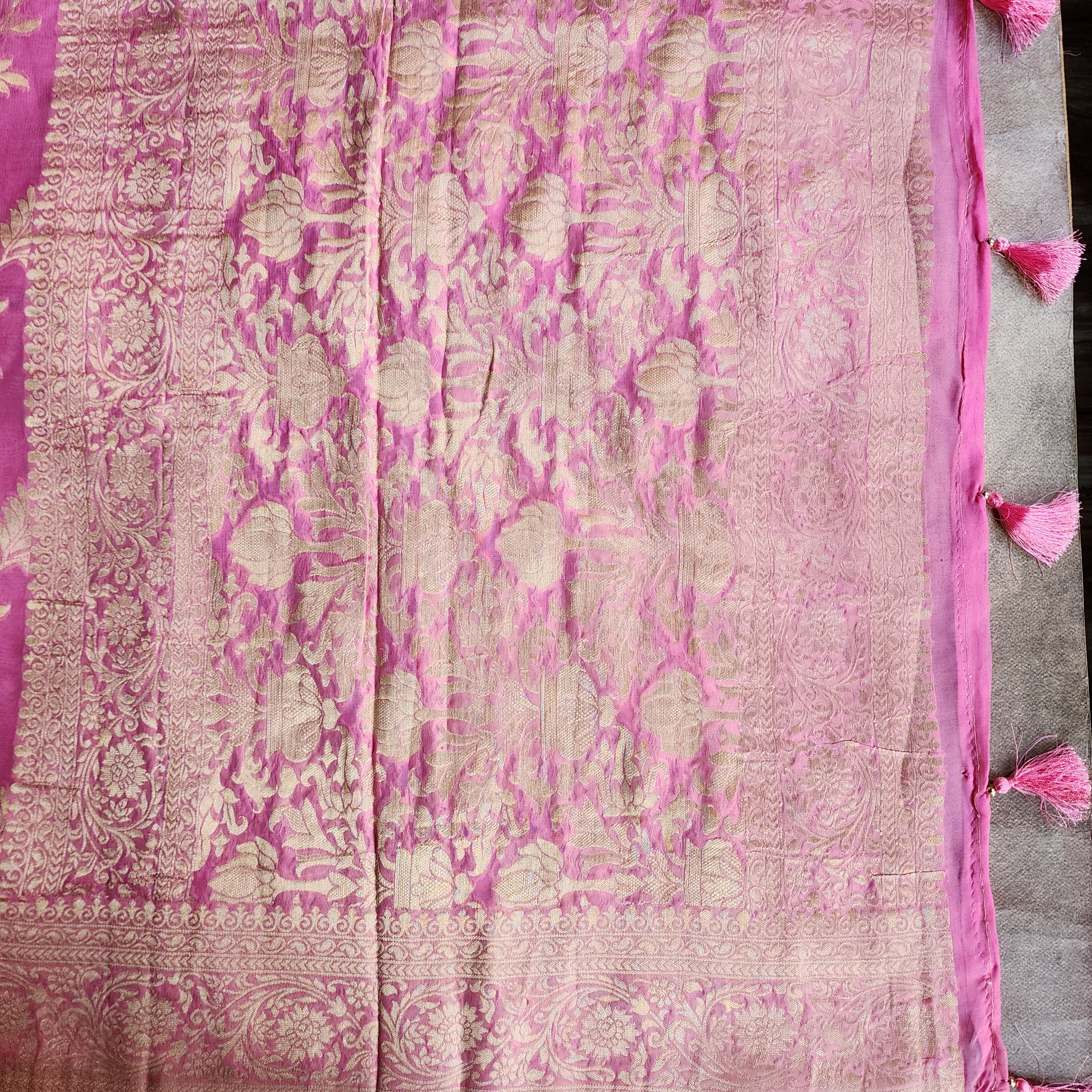 Khaddi Georgette Pure Banarasi Saree in Magenta