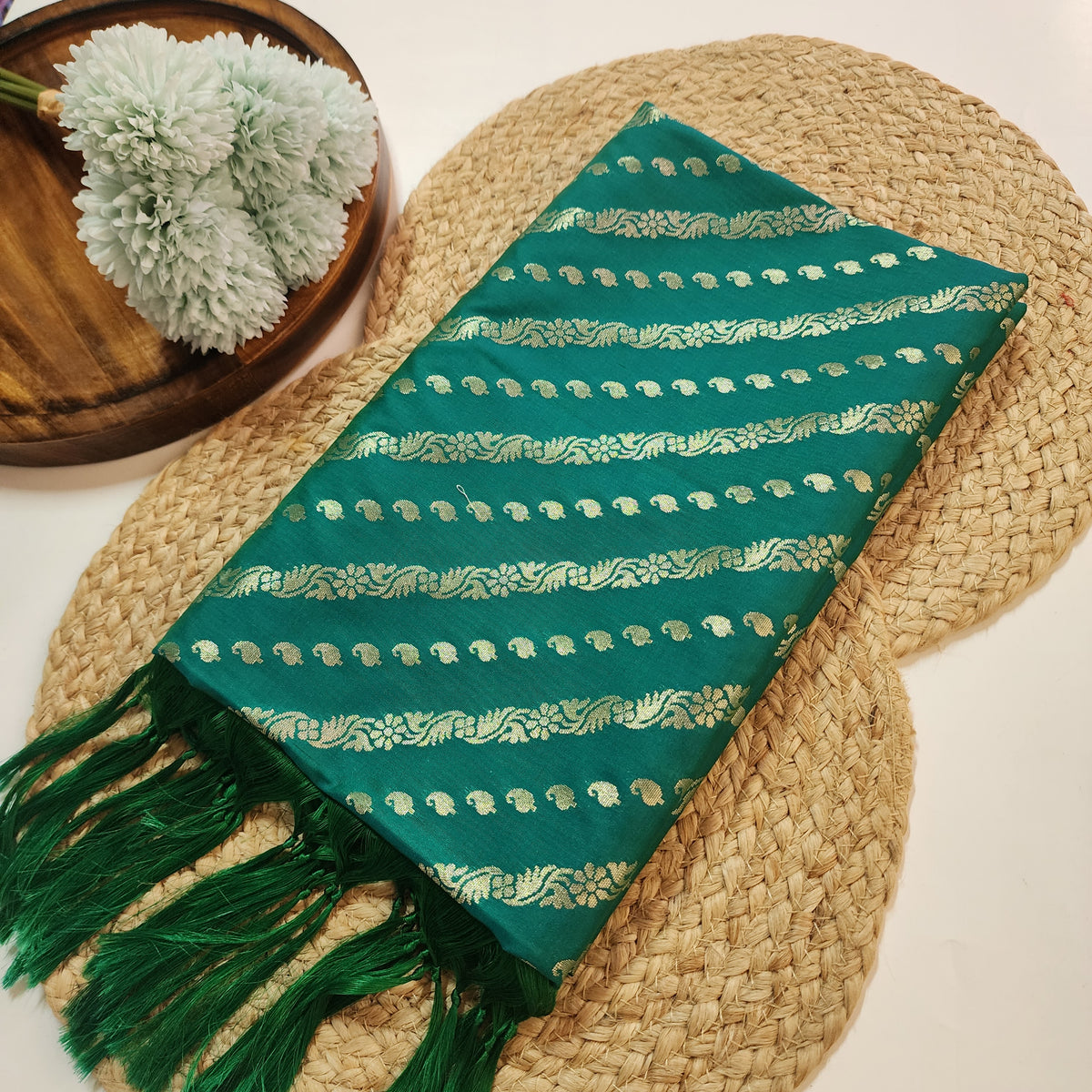 Teal Blue - Banarasi Leheriya Style Dupatta