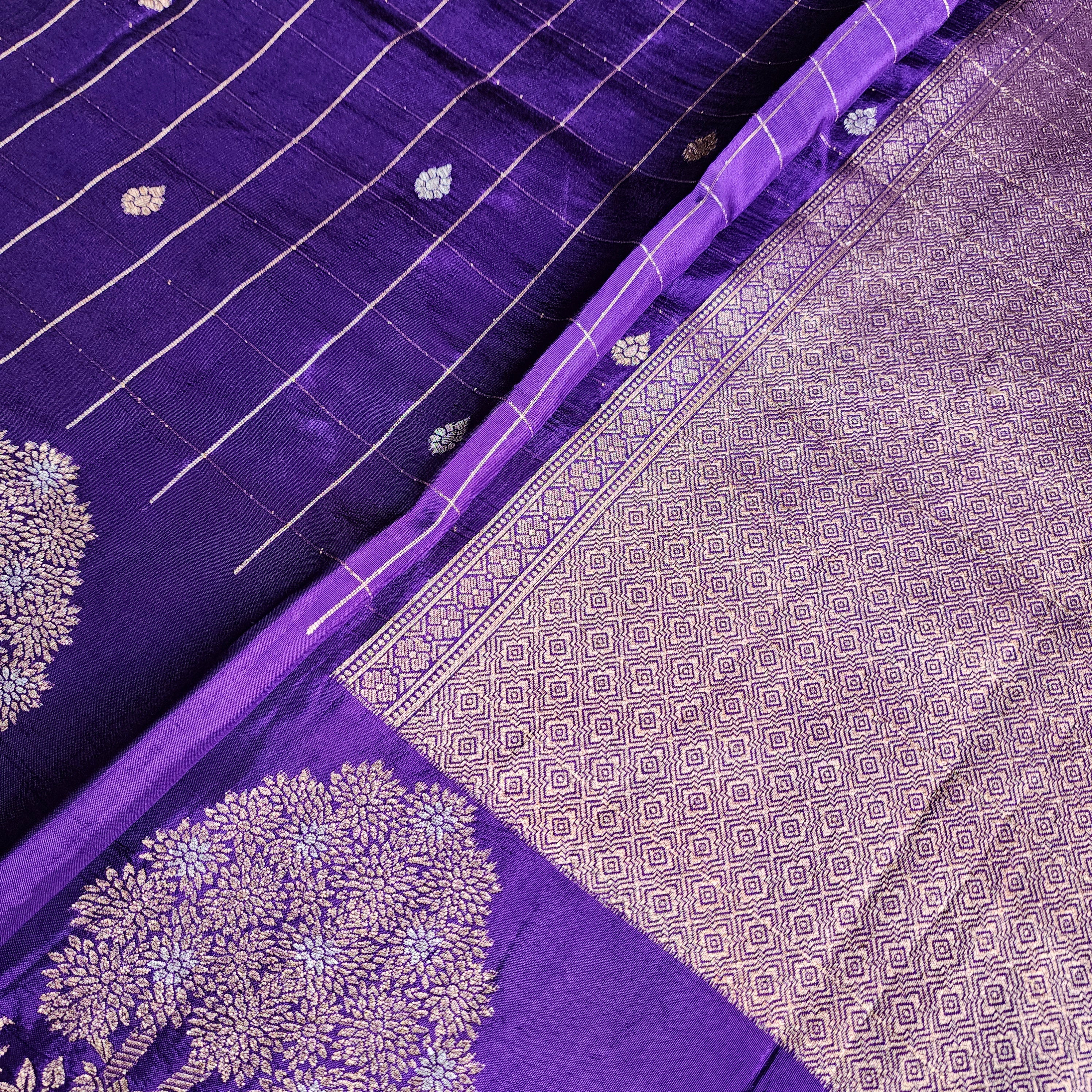Royal Purple Dupion Silk Saree with Zari Motifs