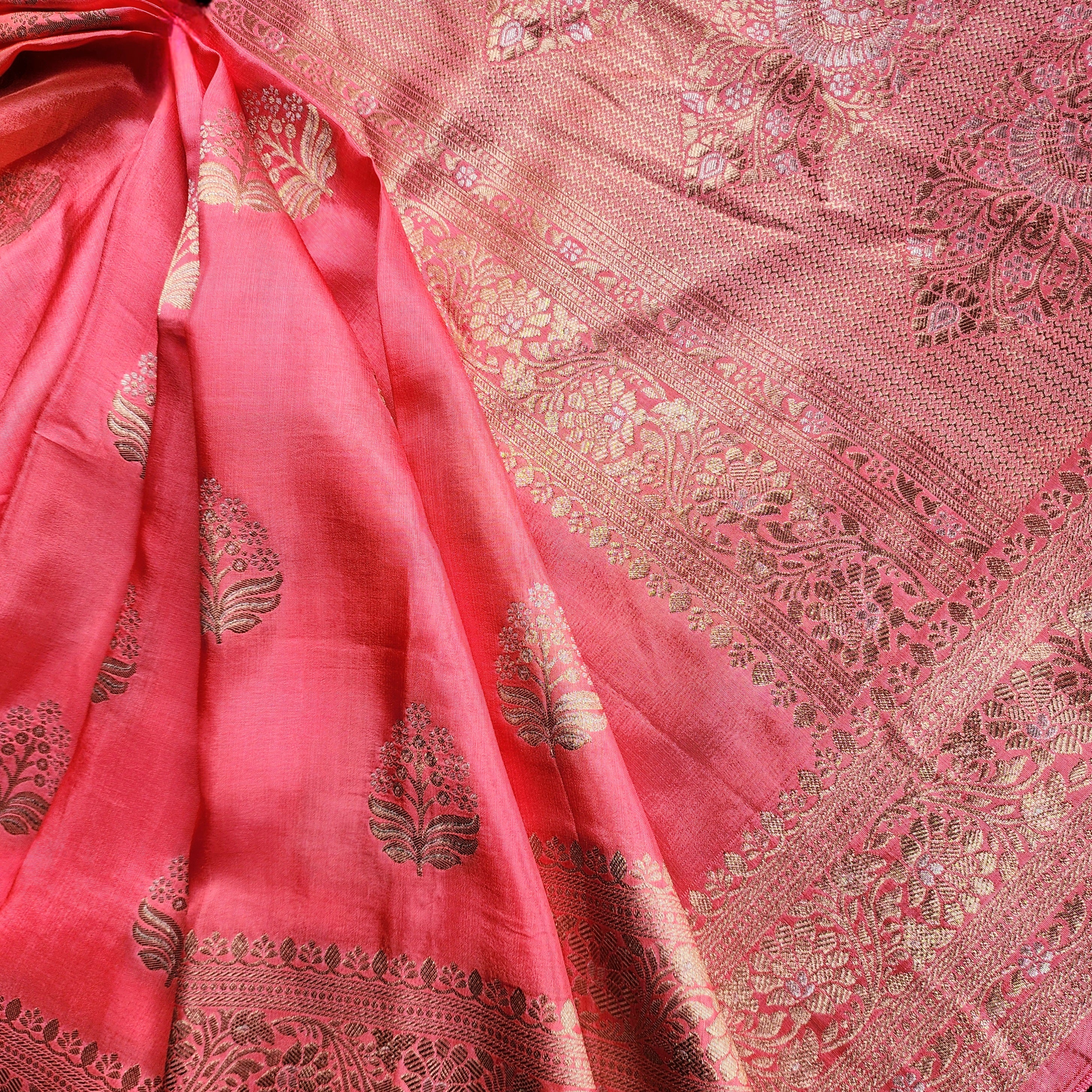 Blush Pink Mashru Katan Silk Saree