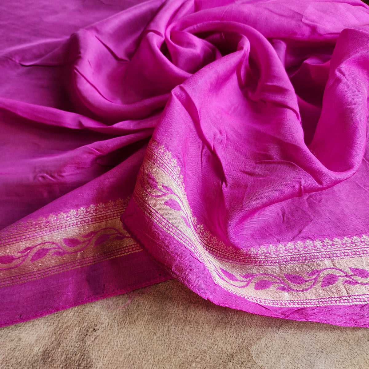 Soft Lavender Orchid Raw Silk Saree with Pastel Floral Weaving and Ivory Border
