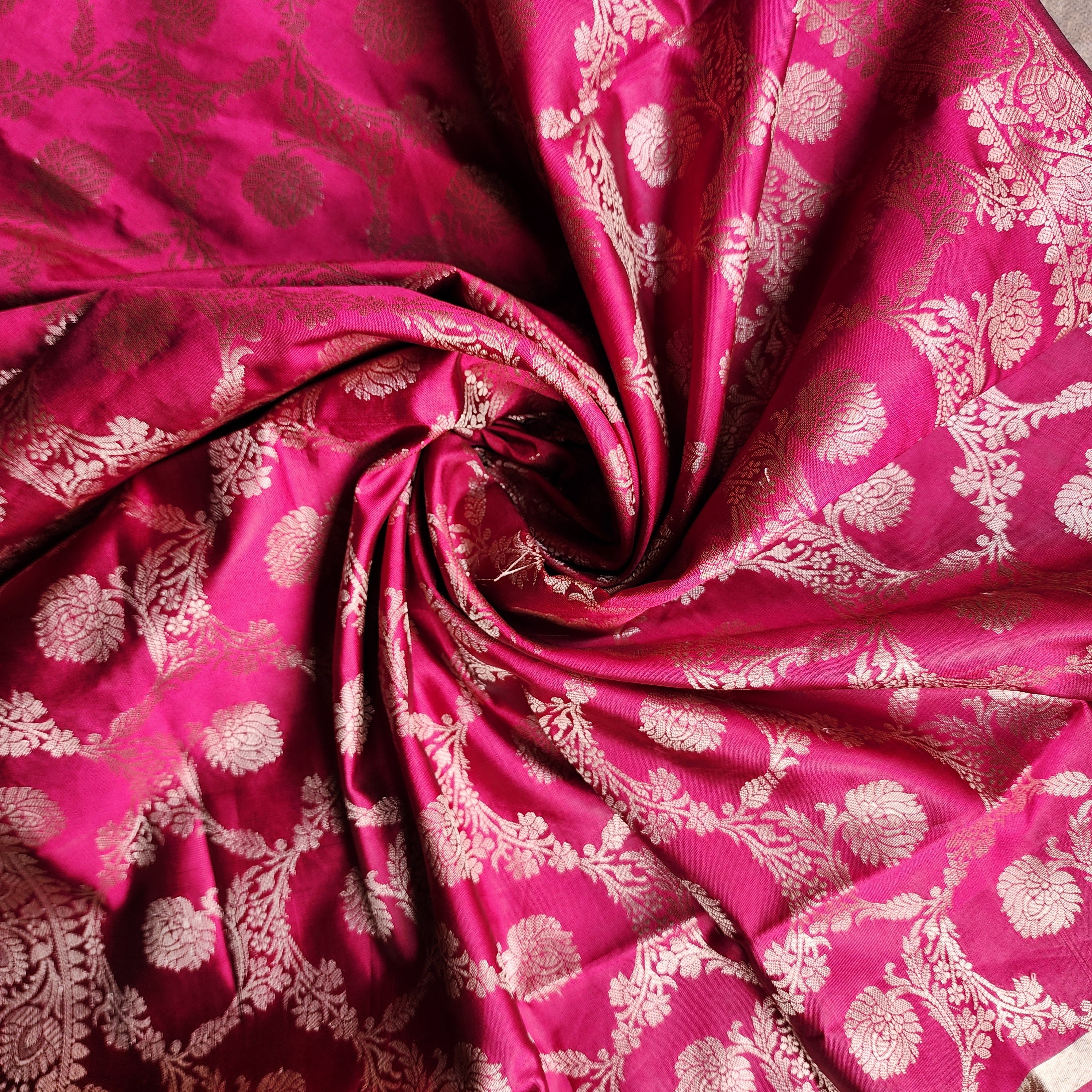 Rani Pink Semi Silk Zari Dupatta