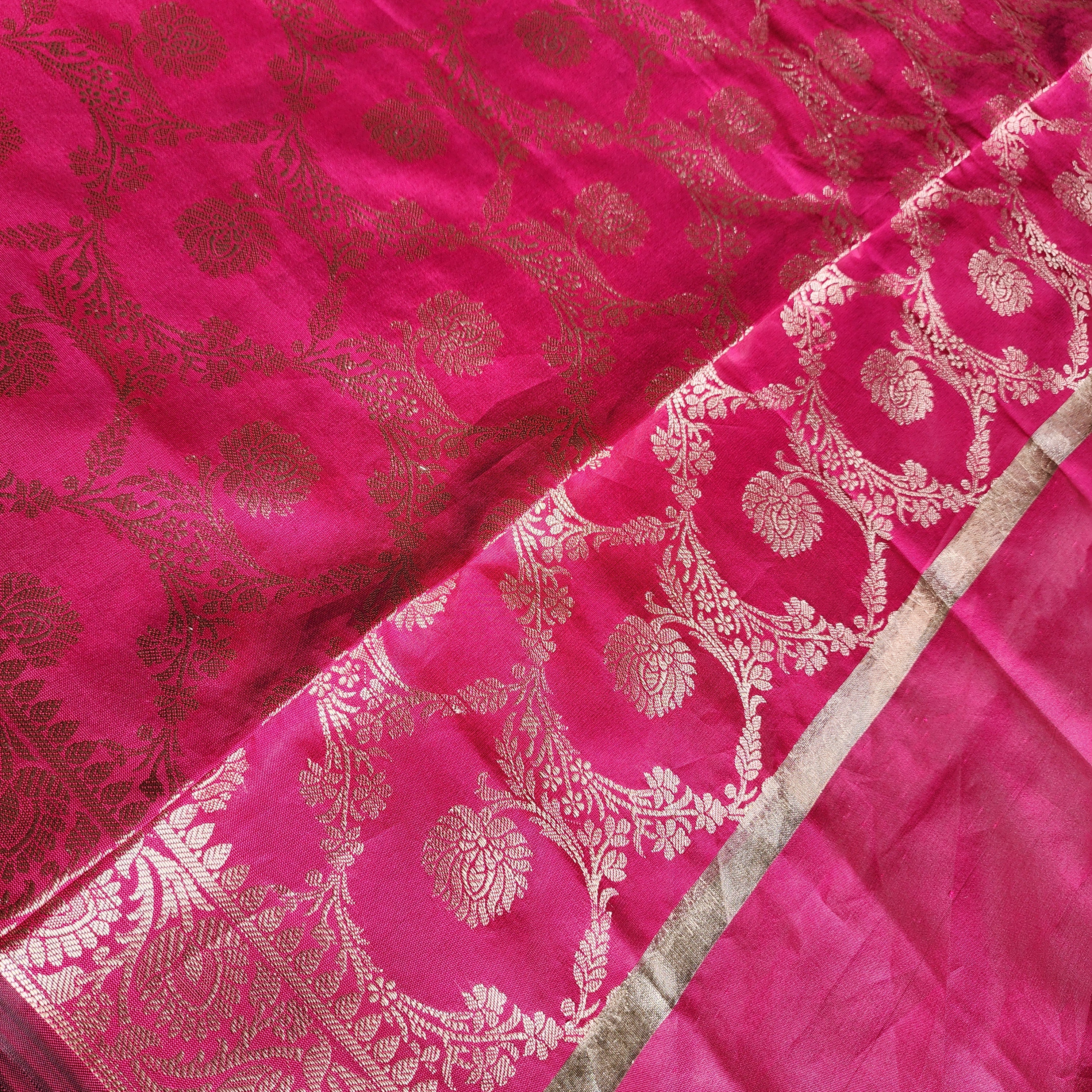 Rani Pink Semi Silk Zari Dupatta