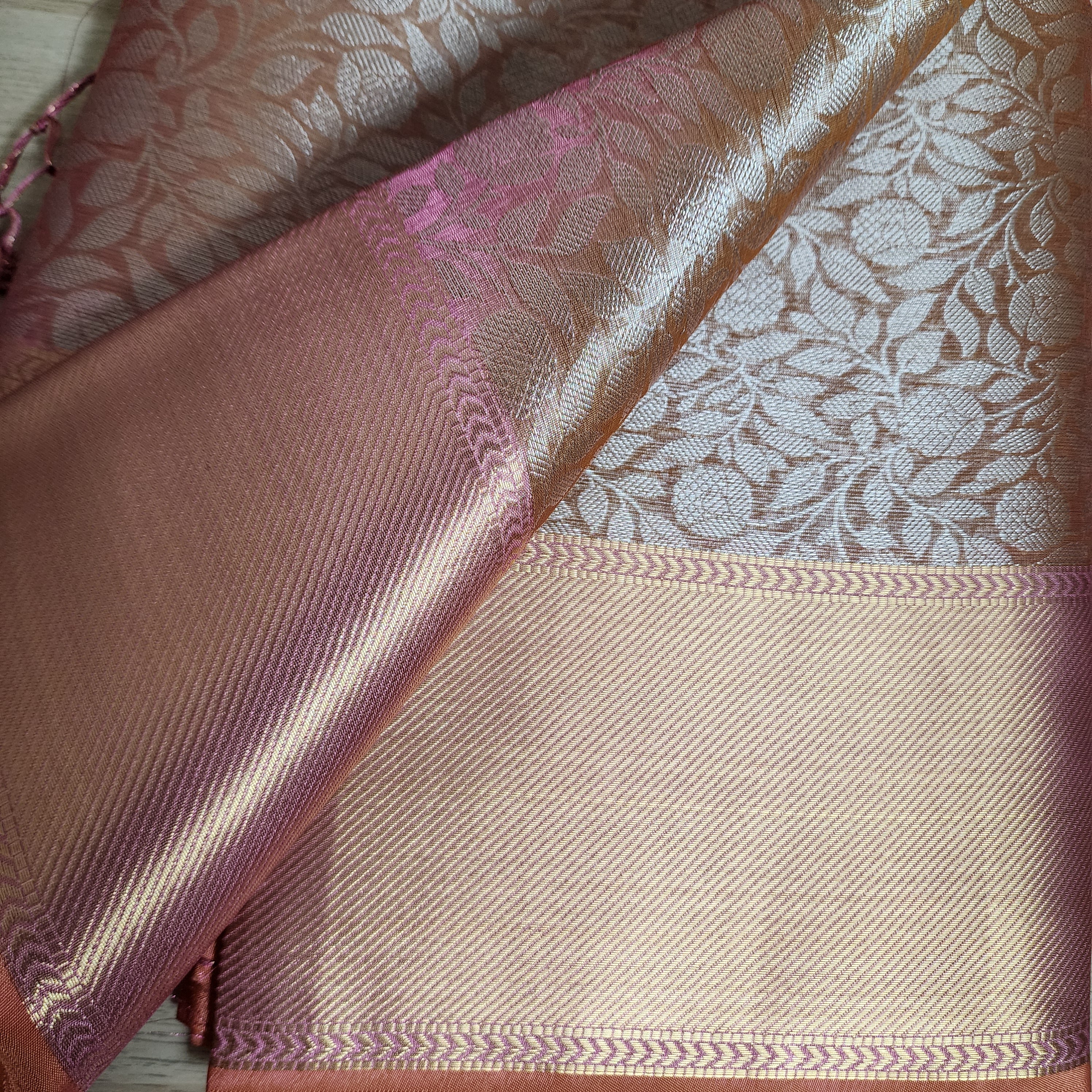 Kanjivaram style tissue Saree |Soft Dual pastel shade