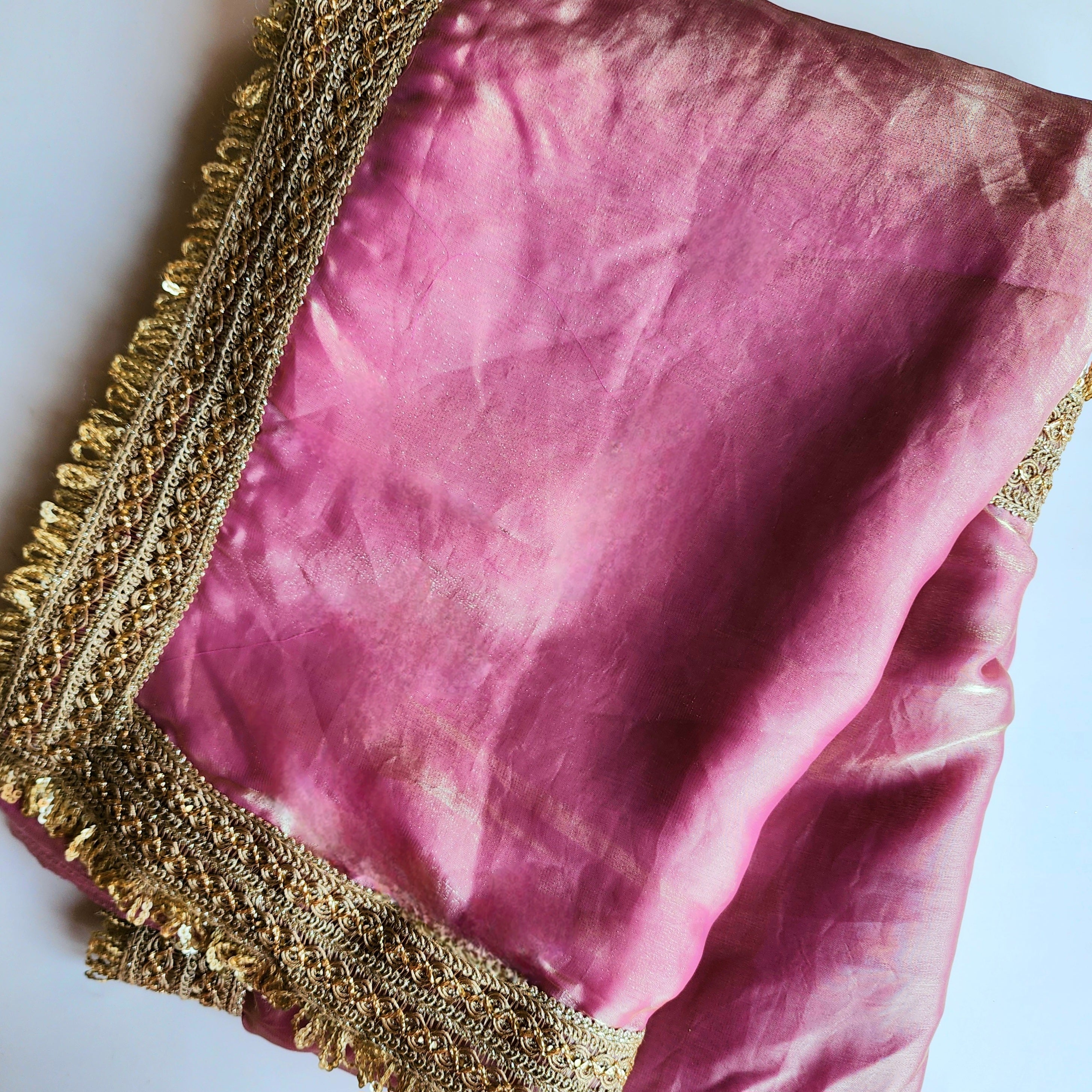 Pastel Pink Designer Chiffon Silk Saree with Readymade Blouse
