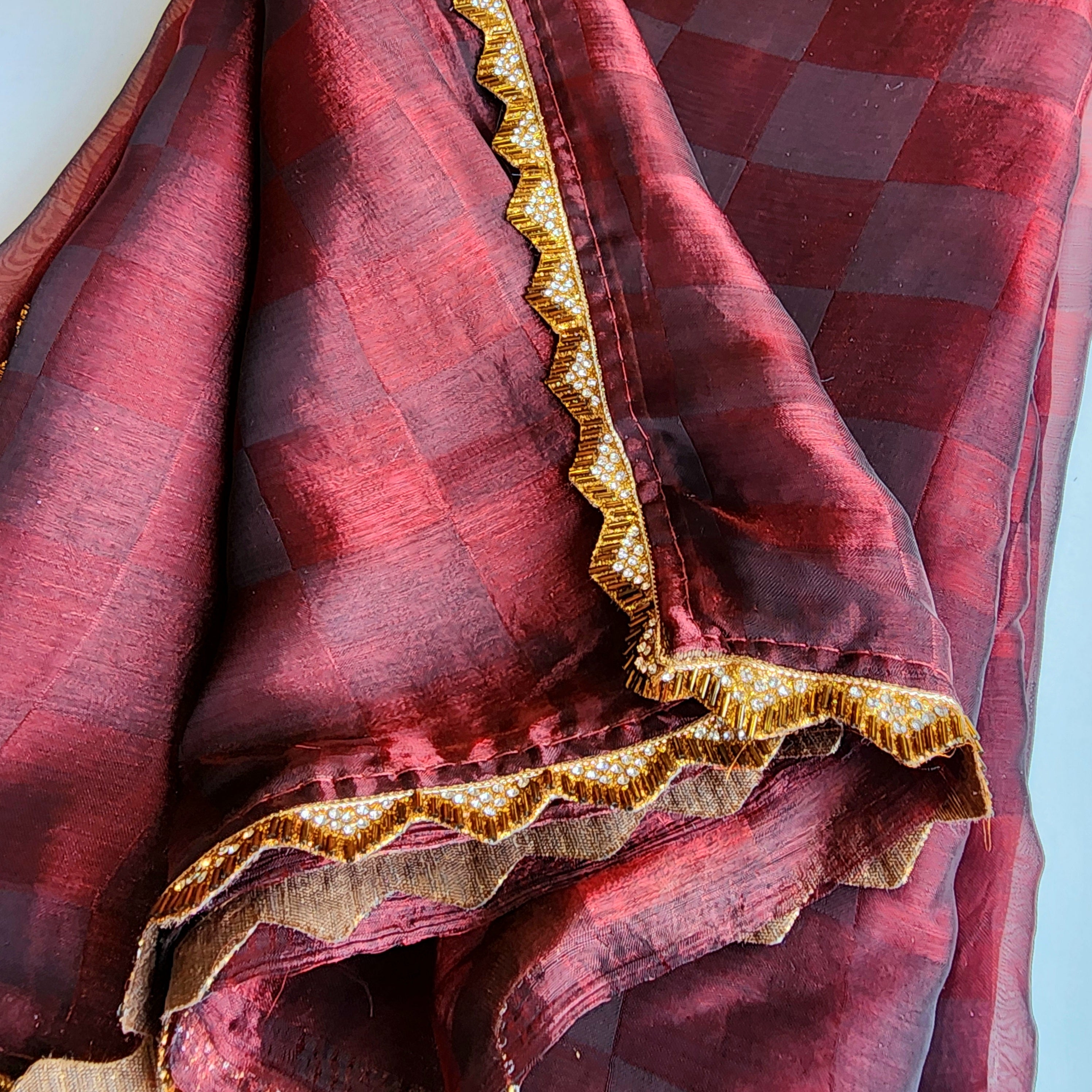 Maroon Designer Chiffon Silk Saree