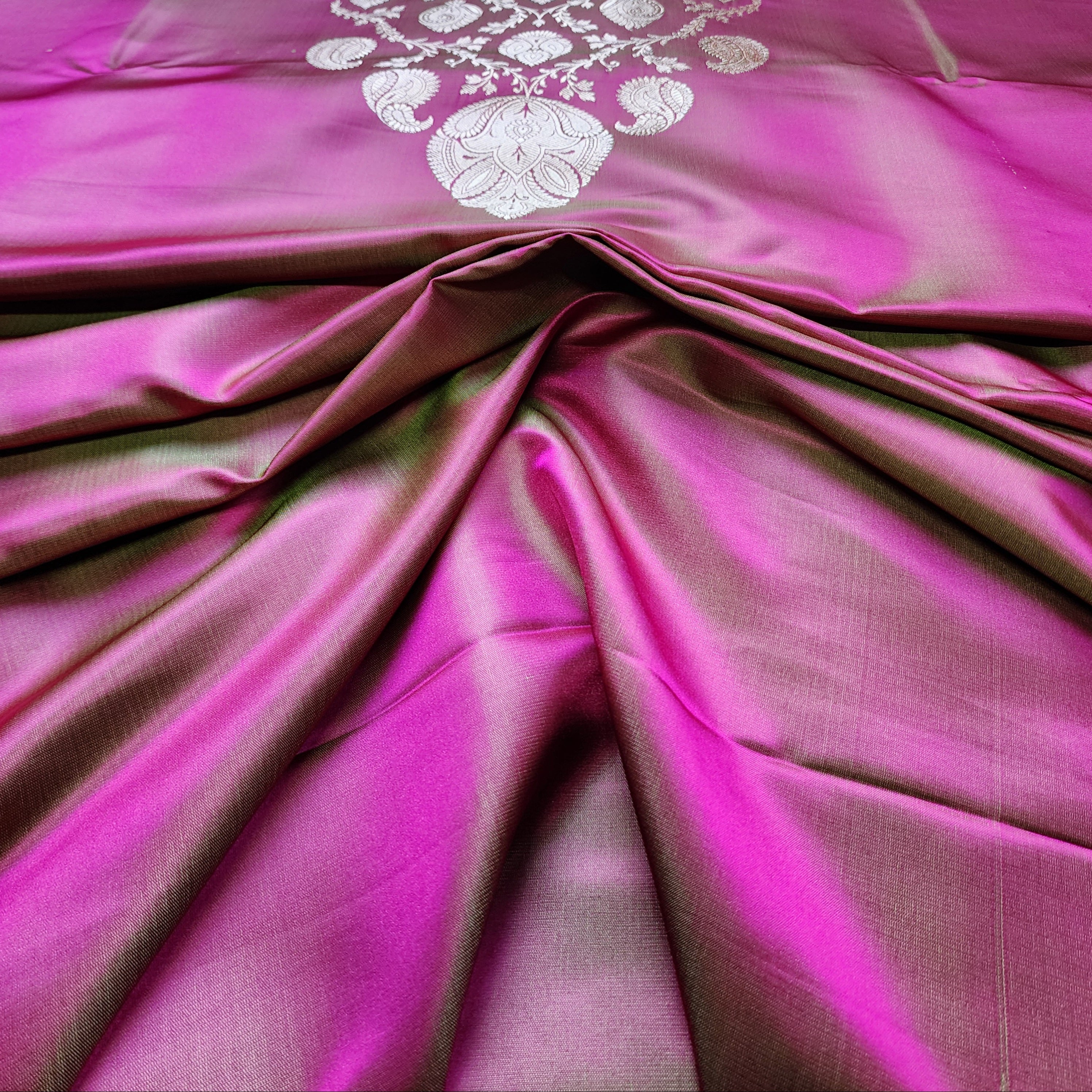 Dhoop Chhaon Mauve Banarasi Katan Silk Saree