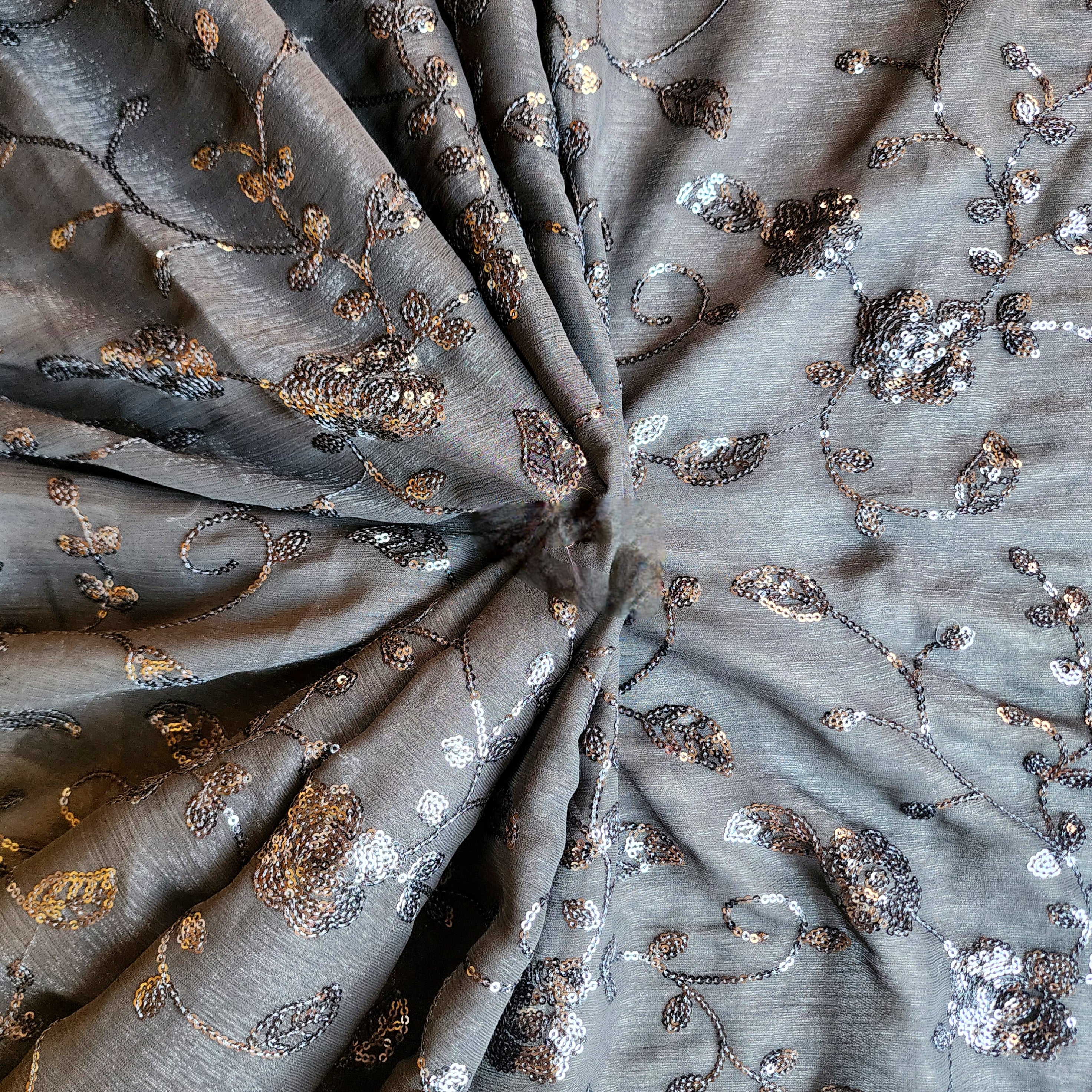 Georgette Designer Sequinned Saree - Black