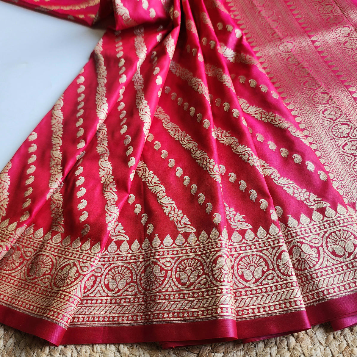 Rani Pink - Banarasi Leheriya Style Dupatta