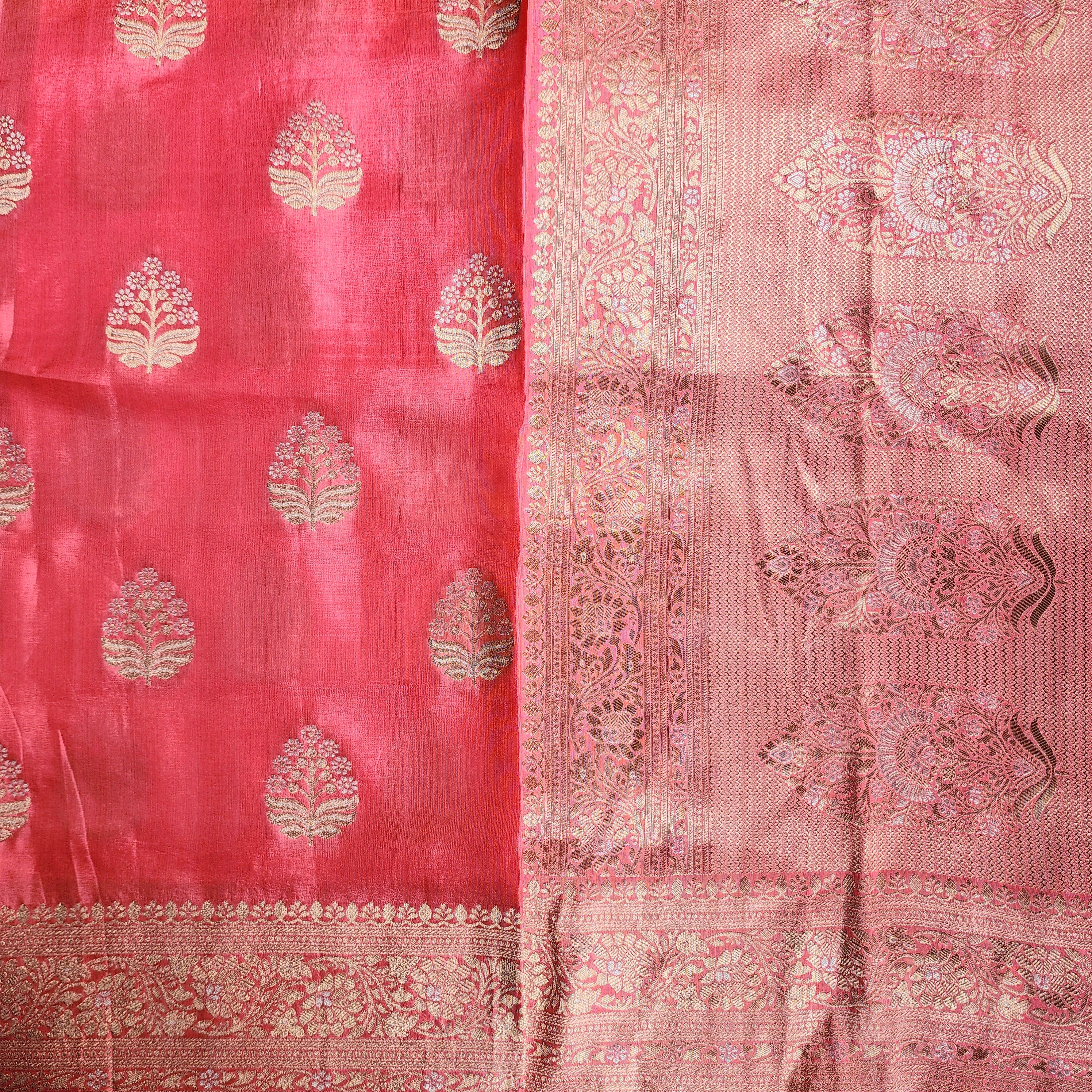 Blush Pink Mashru Katan Silk Saree