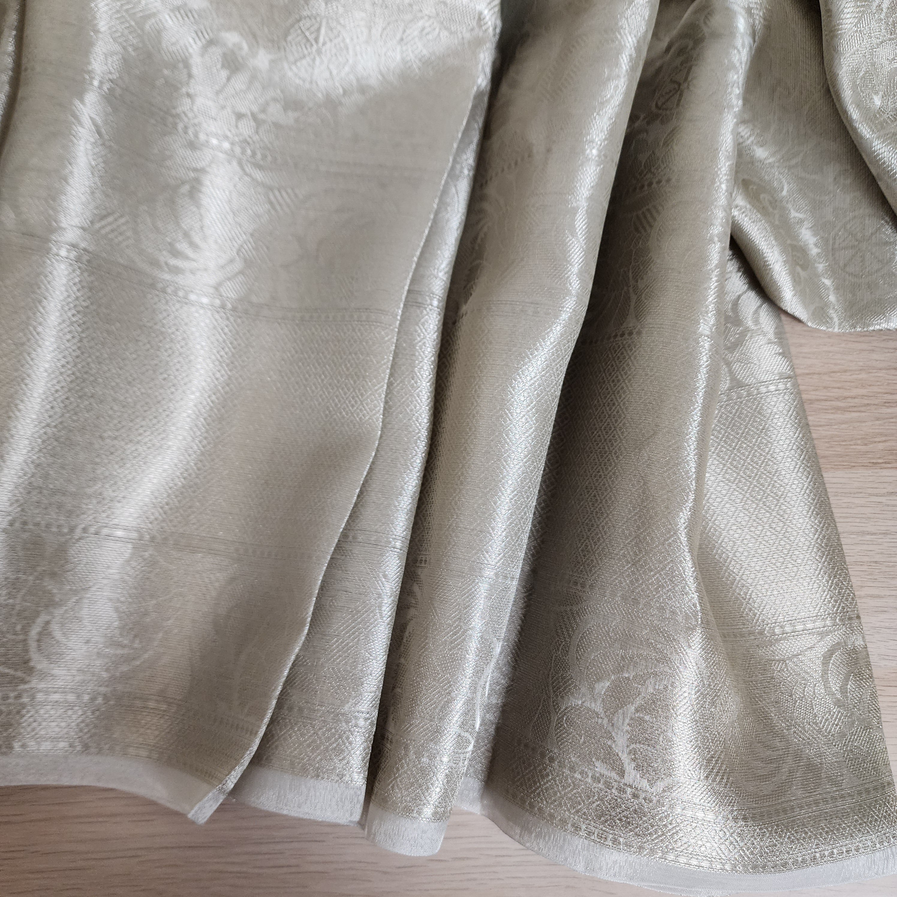 Classic Off-White Water Zari Tissue Sari with tassels