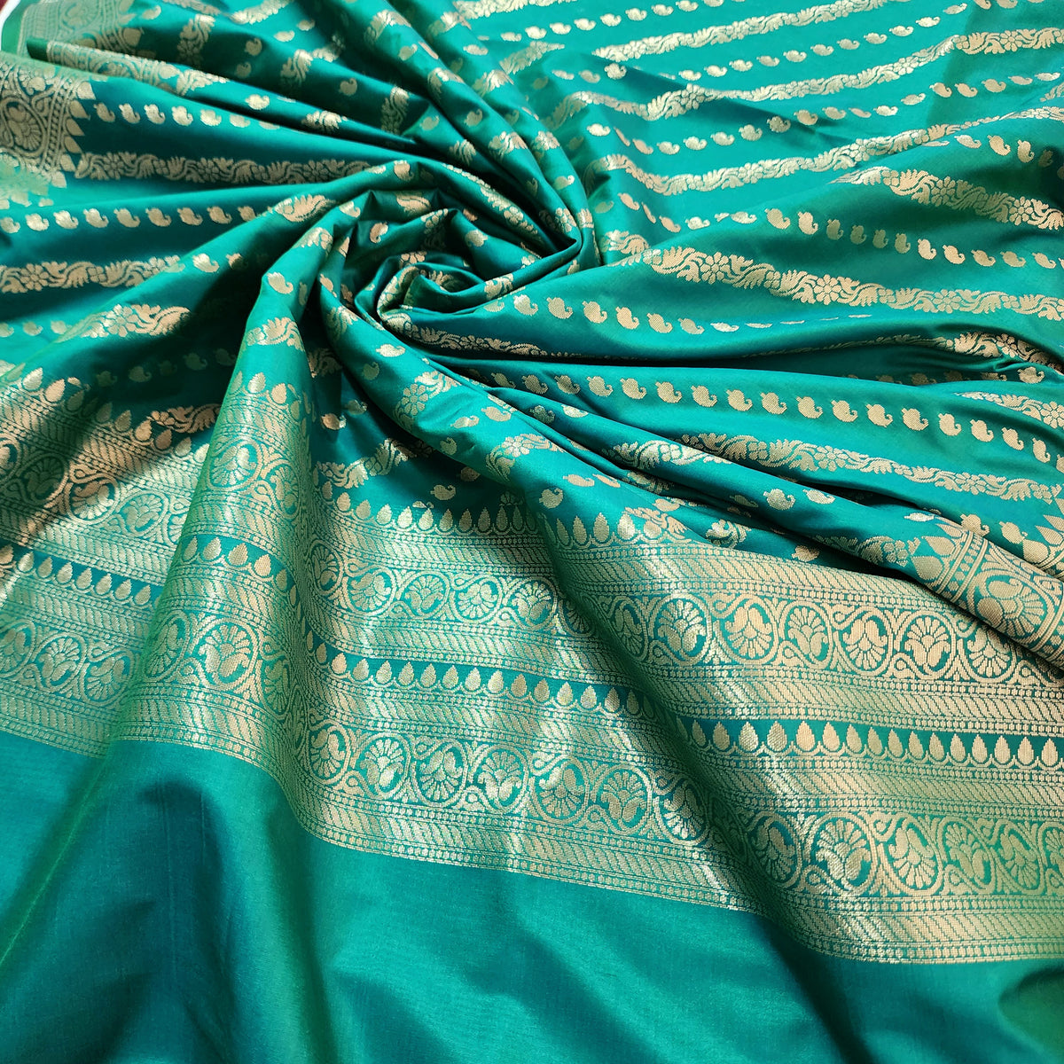 Teal Blue - Banarasi Leheriya Style Dupatta