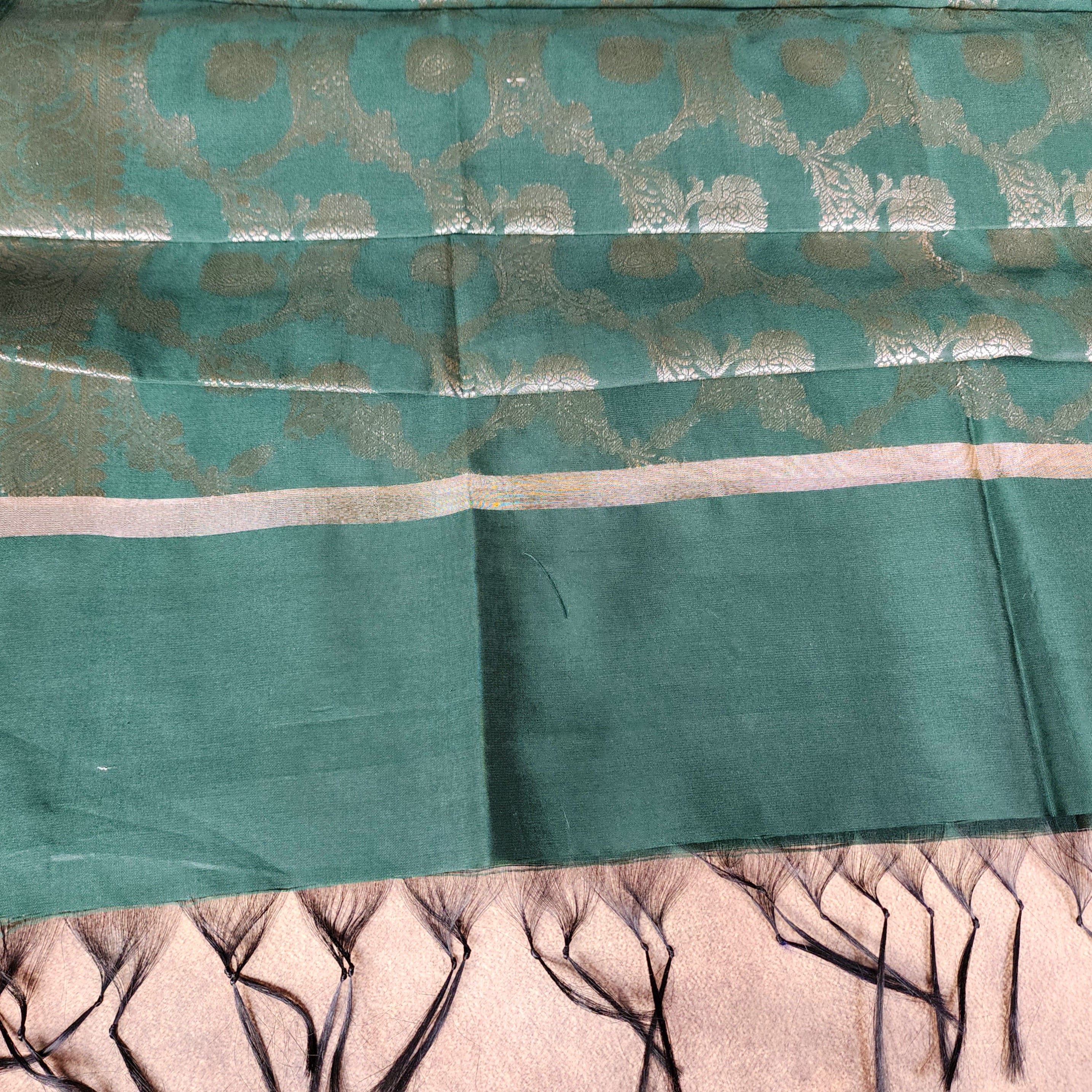 Emerald Green Semi Silk Zari Dupatta