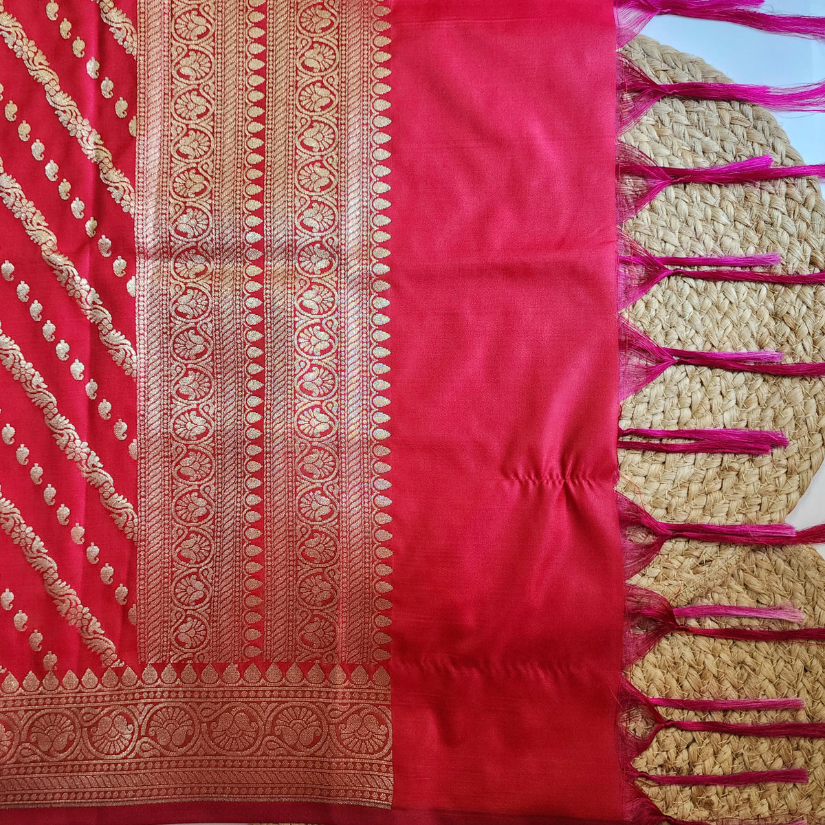 Rani Pink - Banarasi Leheriya Style Dupatta