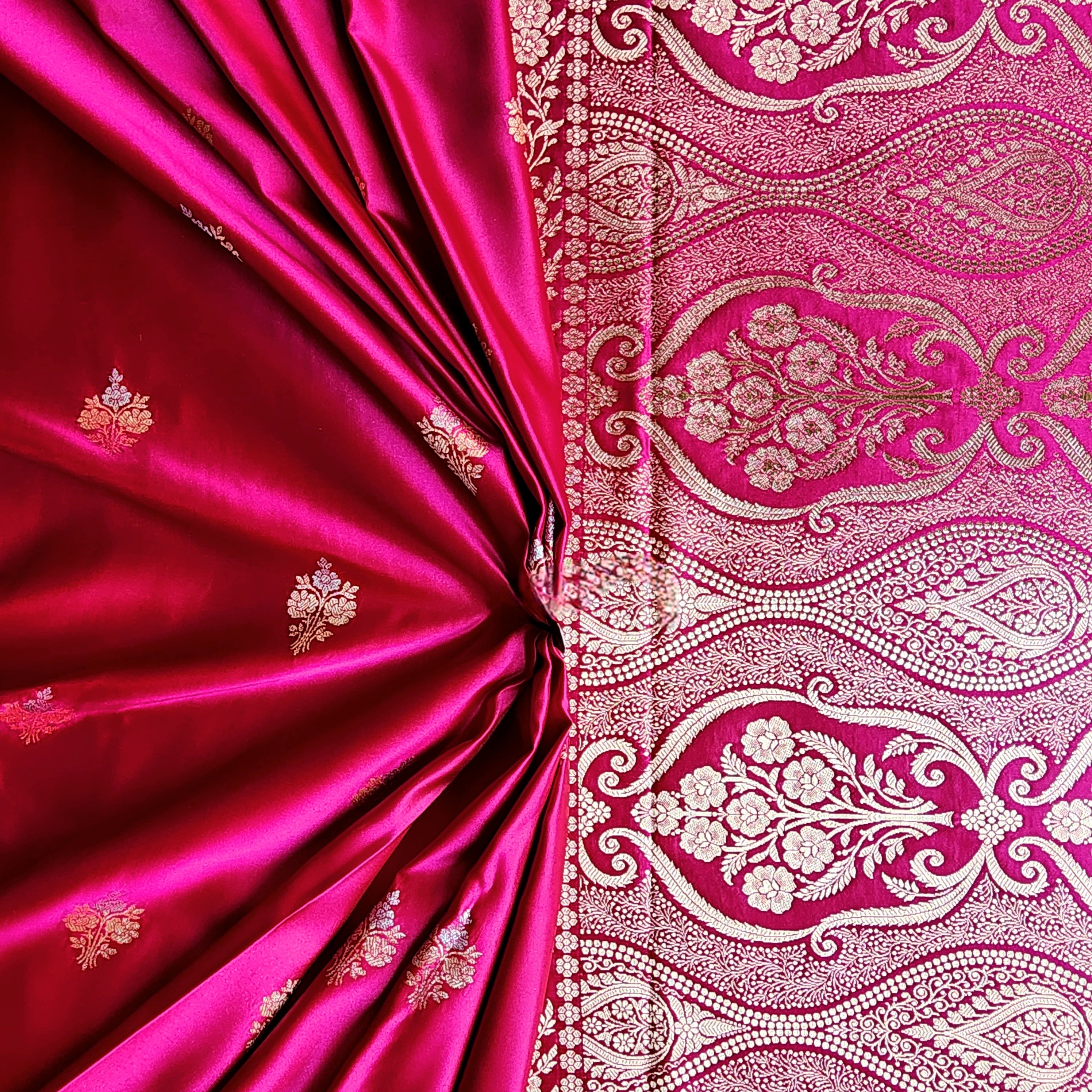Dual-Tone Pink Pure Banarasi Katan Silk Saree