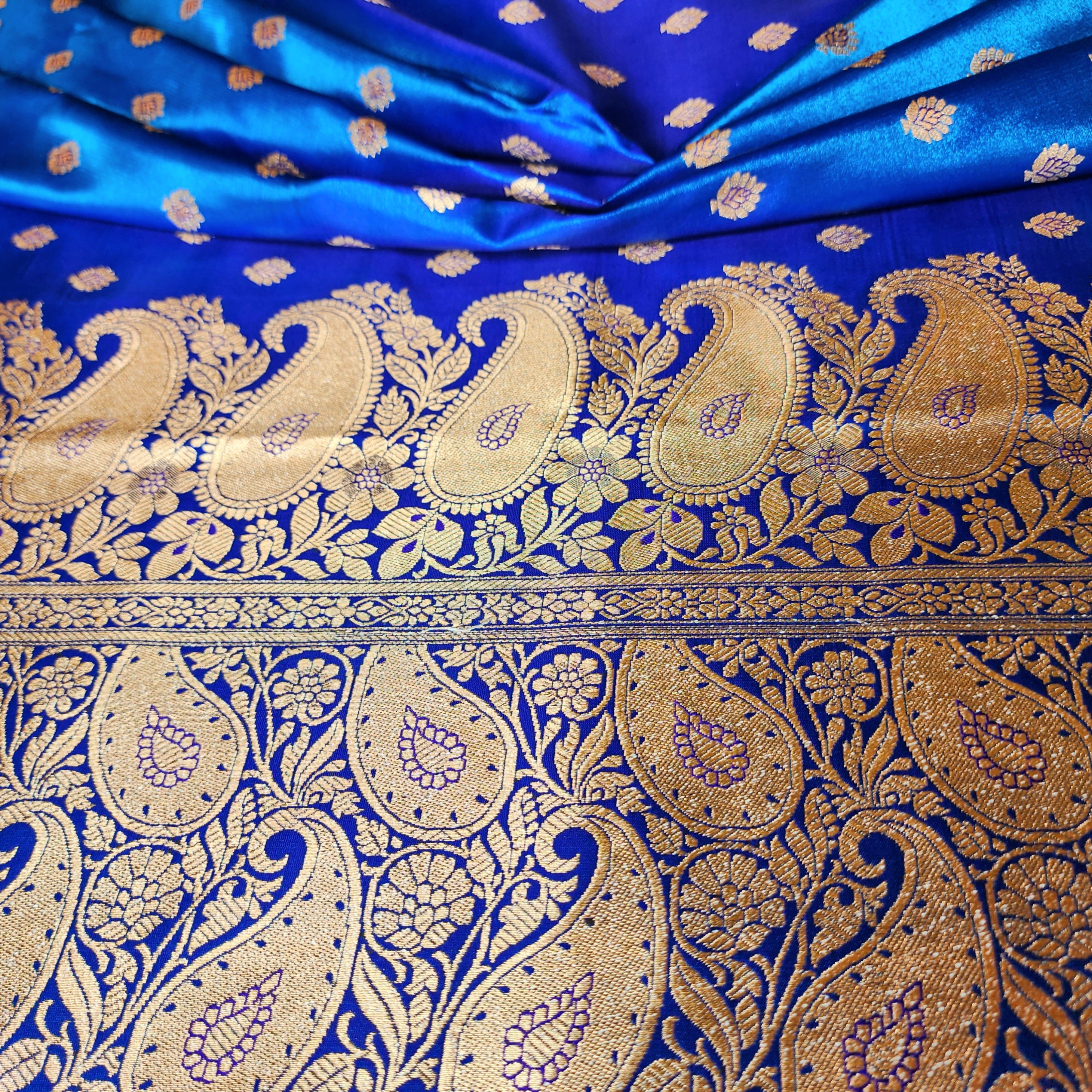 Royal Navy Blue Banarasi Silk Saree with Golden Zari Weave