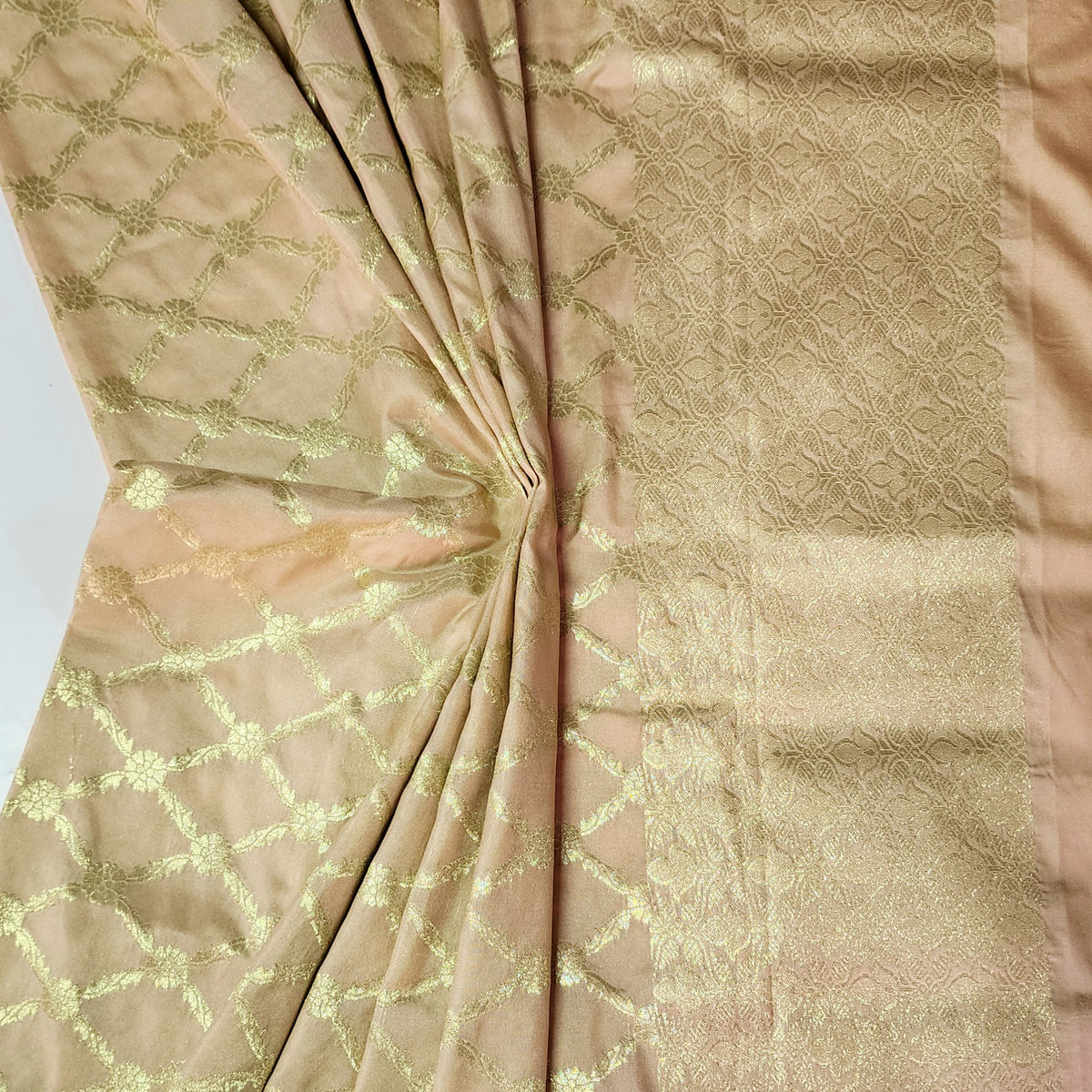 Banarasi Tapetta Silk - Champagne Zari Jaal Dupatta
