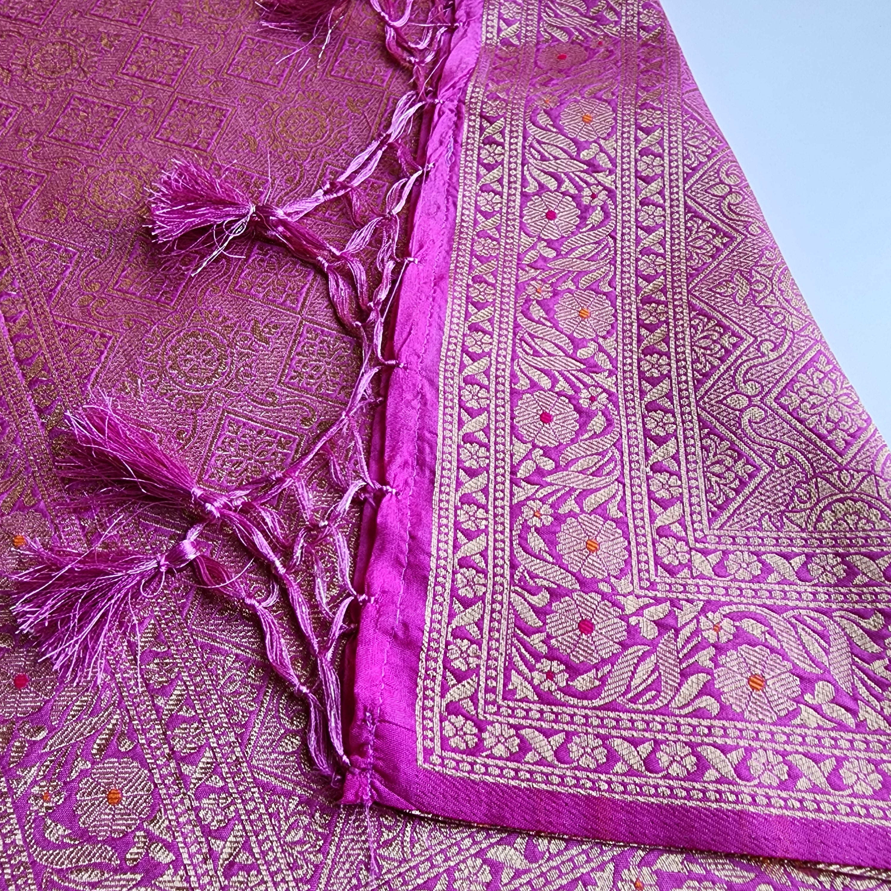 Orchid Purple Bandhani Dupatta with Traditional Jaal