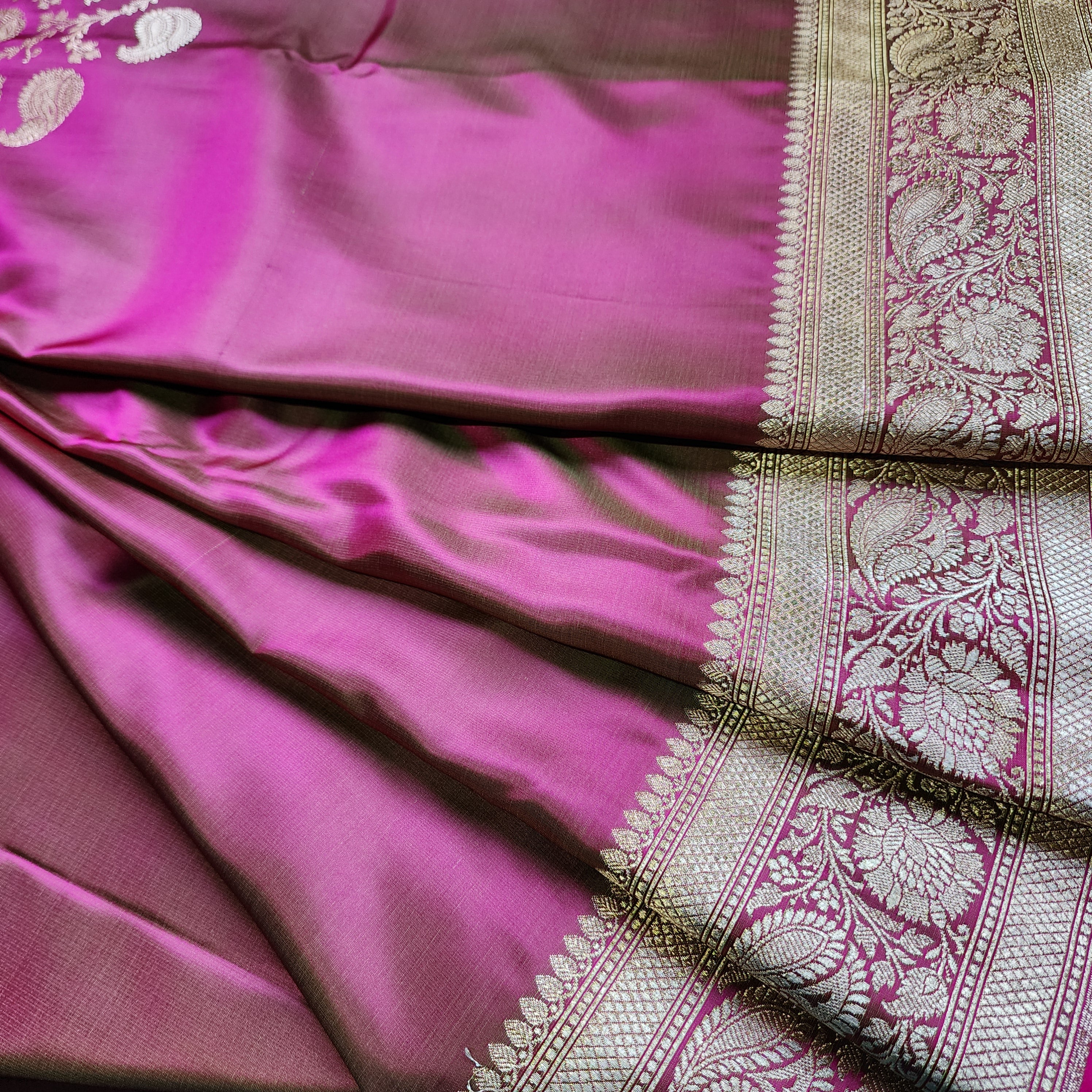 Dhoop Chhaon Mauve Banarasi Katan Silk Saree