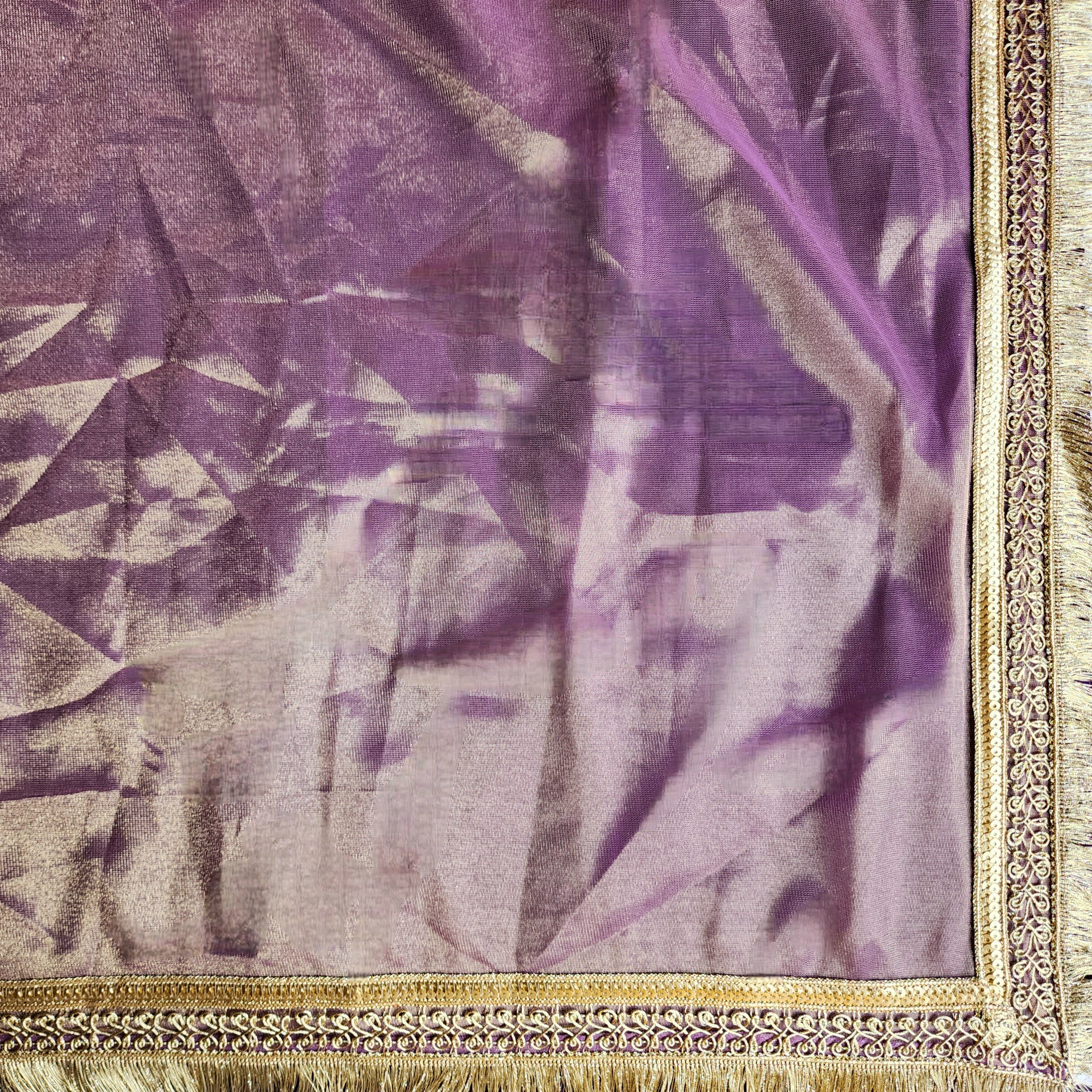Metallic Mauve Designer Tissue Net Saree