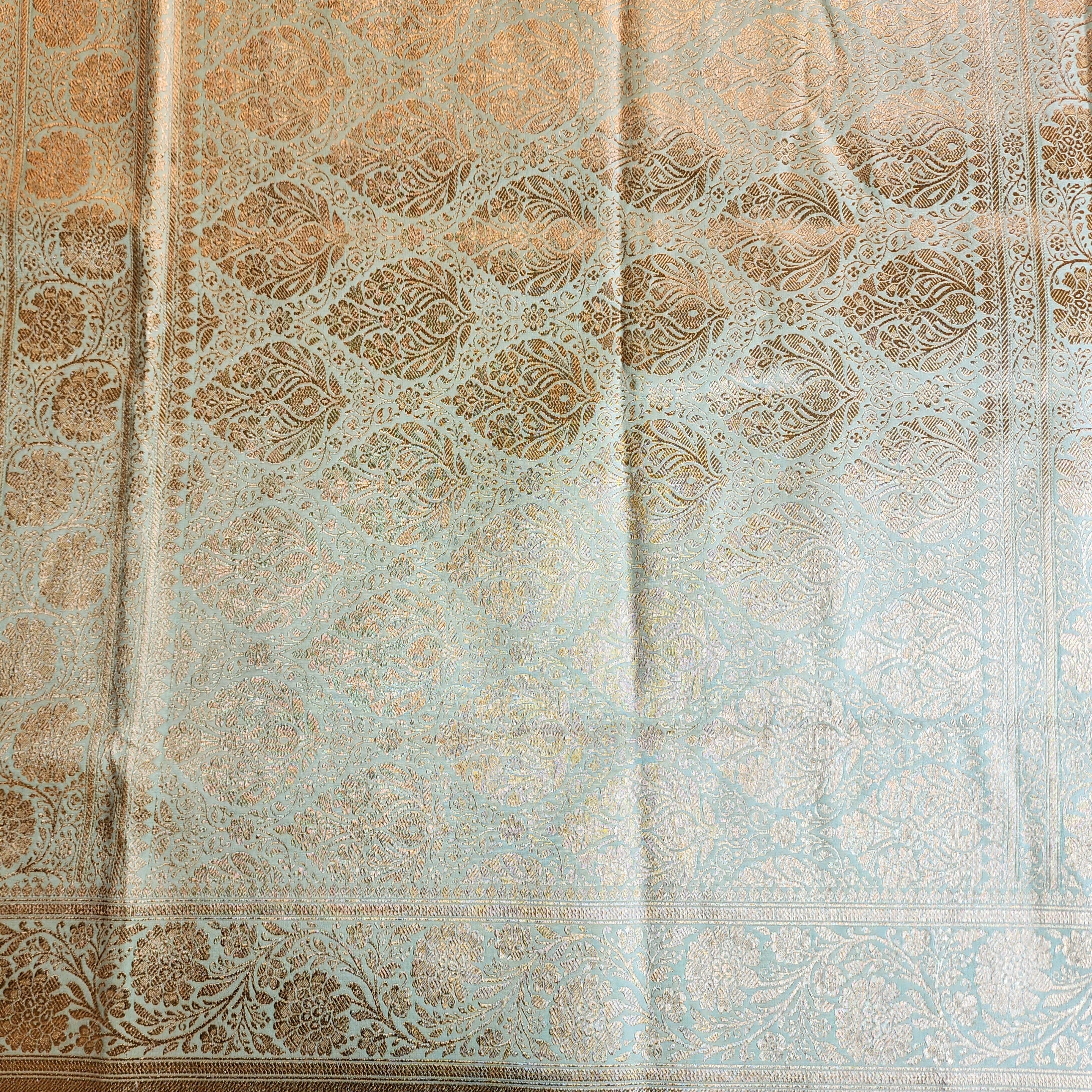 Rich Mint Green Banarasi Silk Saree with Gold Zari Weaving