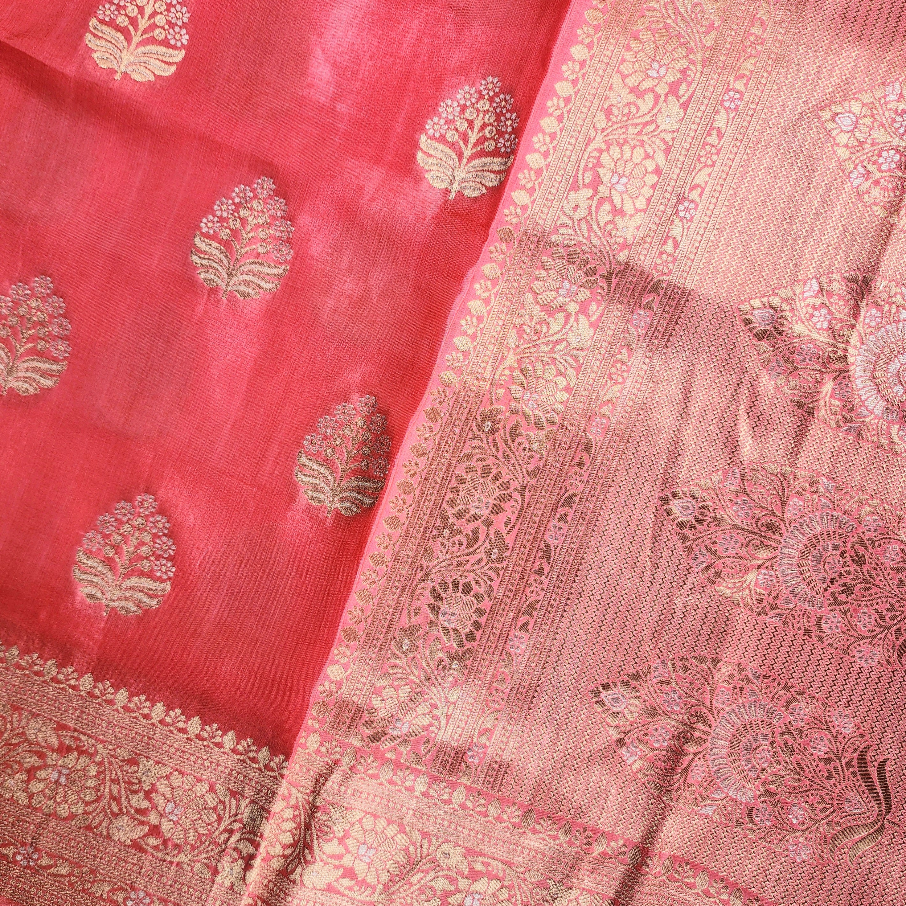 Blush Pink Mashru Katan Silk Saree