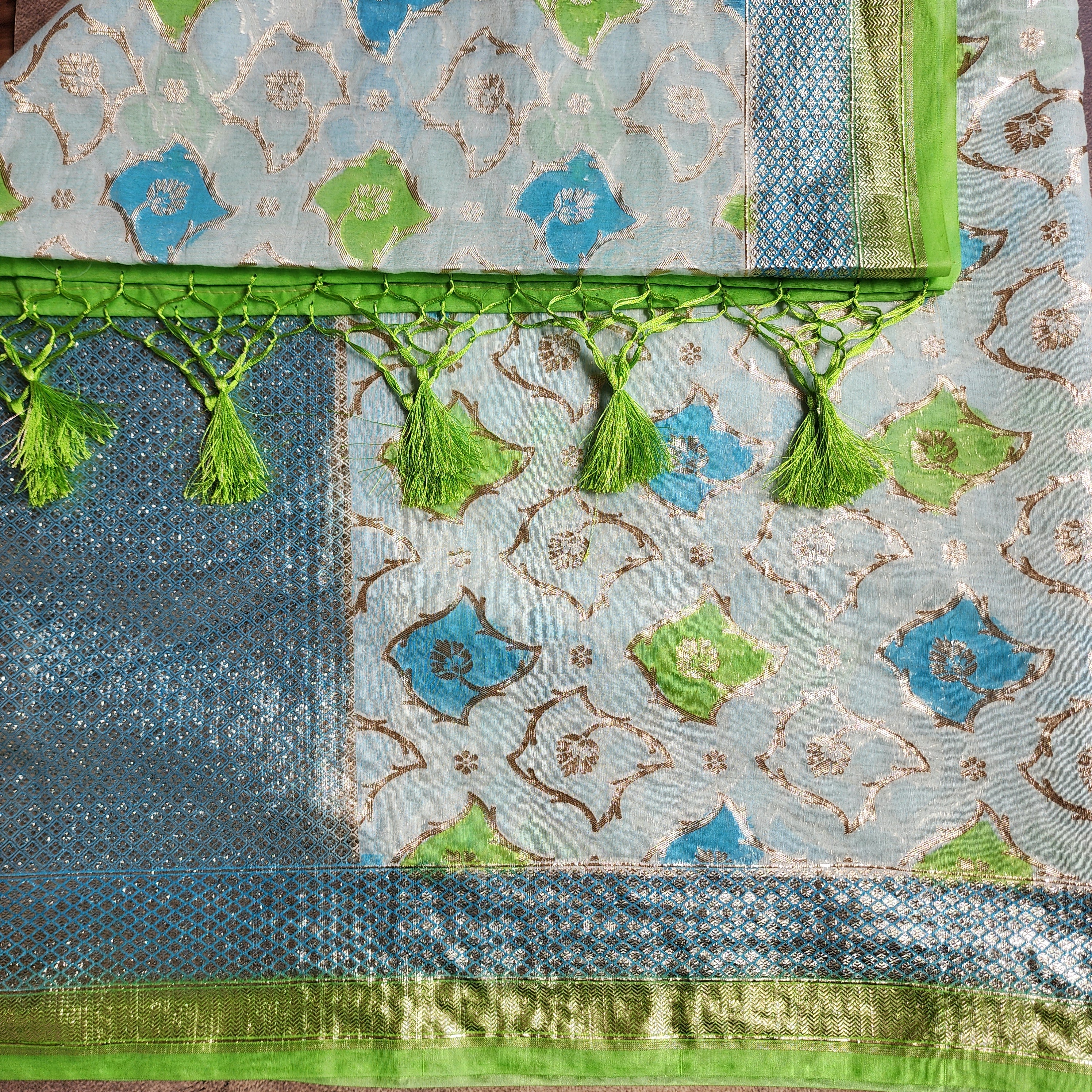 Light Blue Banarasi Brocade Tissue Silk Dupatta