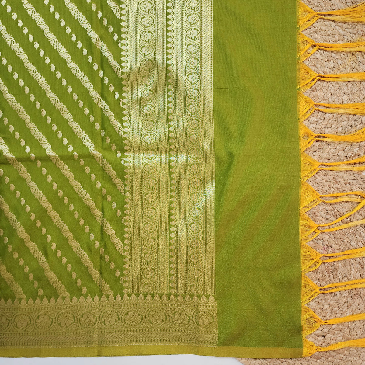 Parrot Green - Banarasi Leheriya Style Dupatta