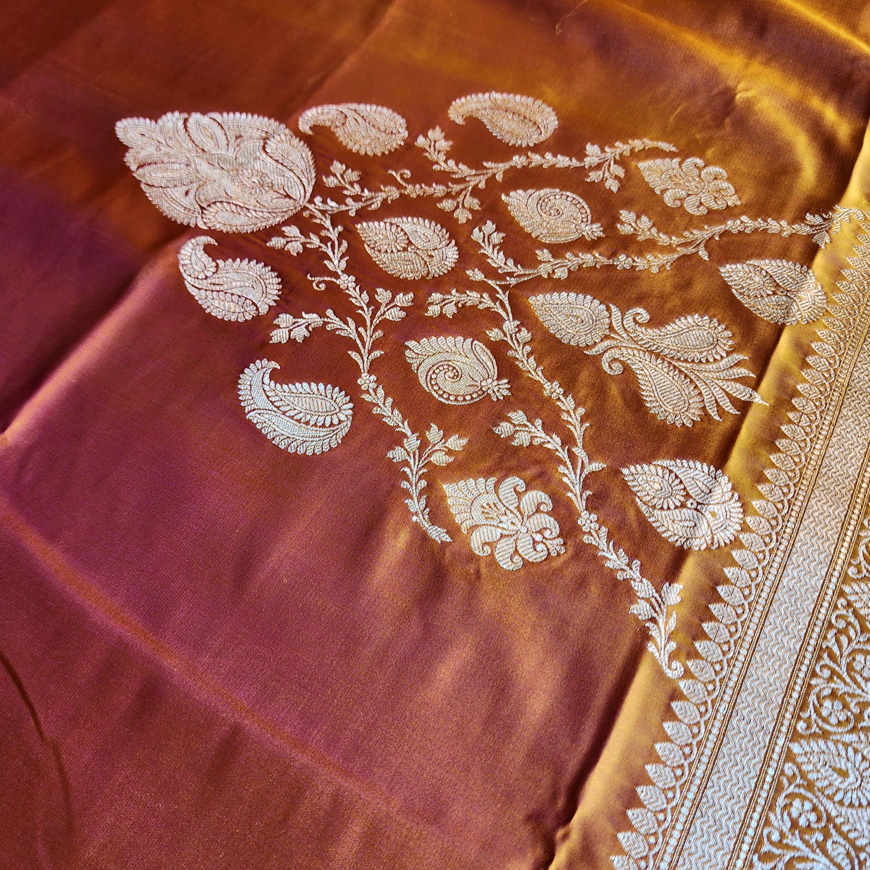 Rich Mustard Yellow Pure Banarasi Katan Silk Saree with light Gold Zari Weaving