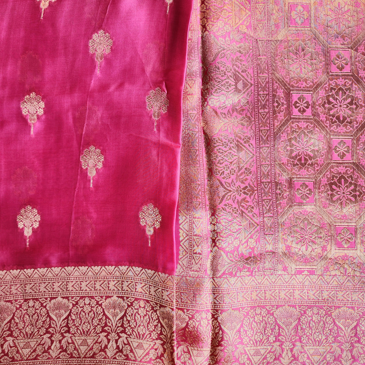 Lilac Pink Mashru Katan Silk Saree
