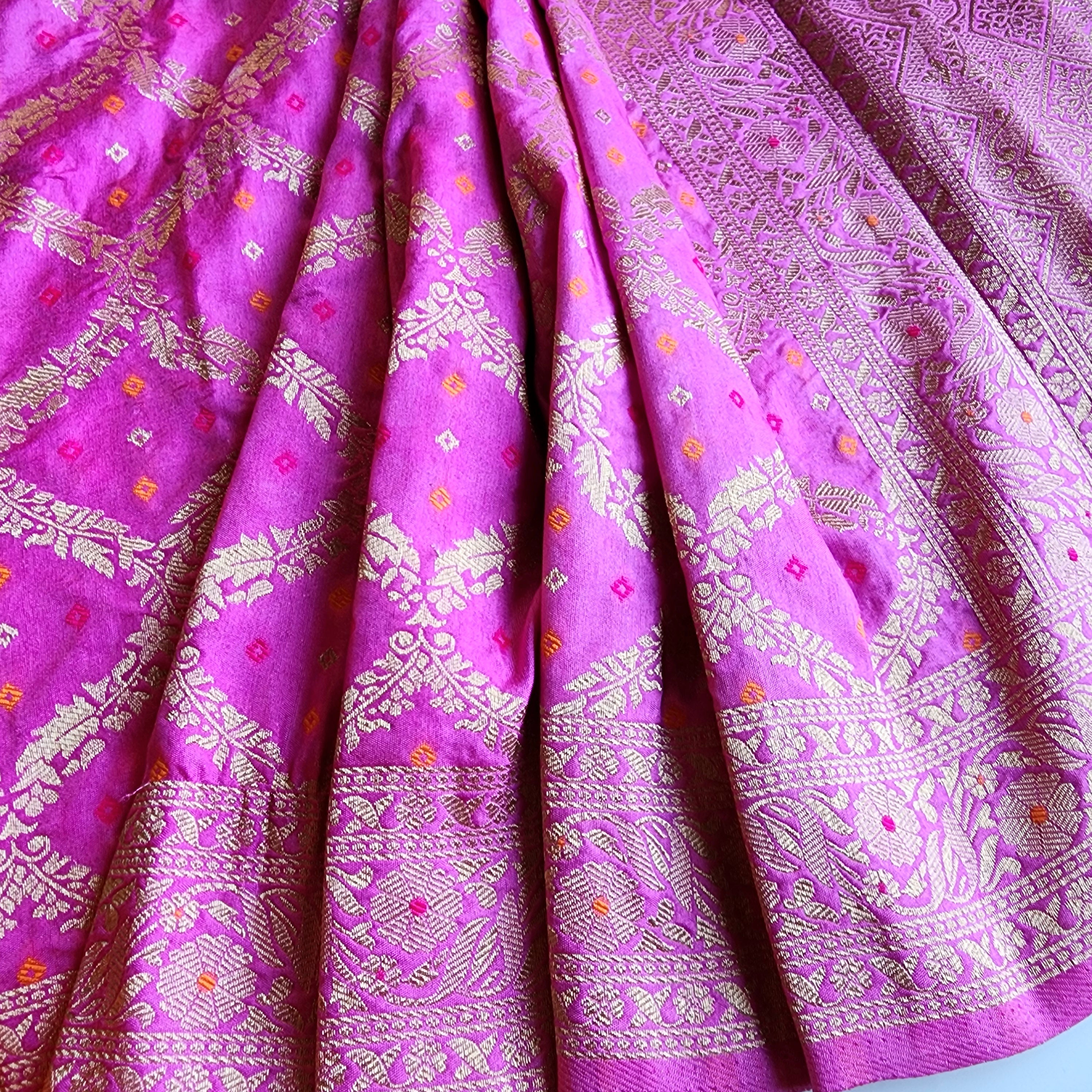 Orchid Purple Bandhani Dupatta with Traditional Jaal