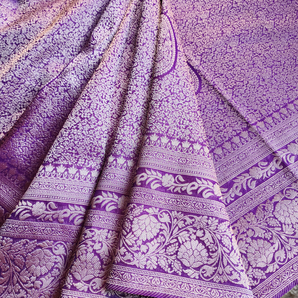 Dark Purple Katan Tanchoi Saree
