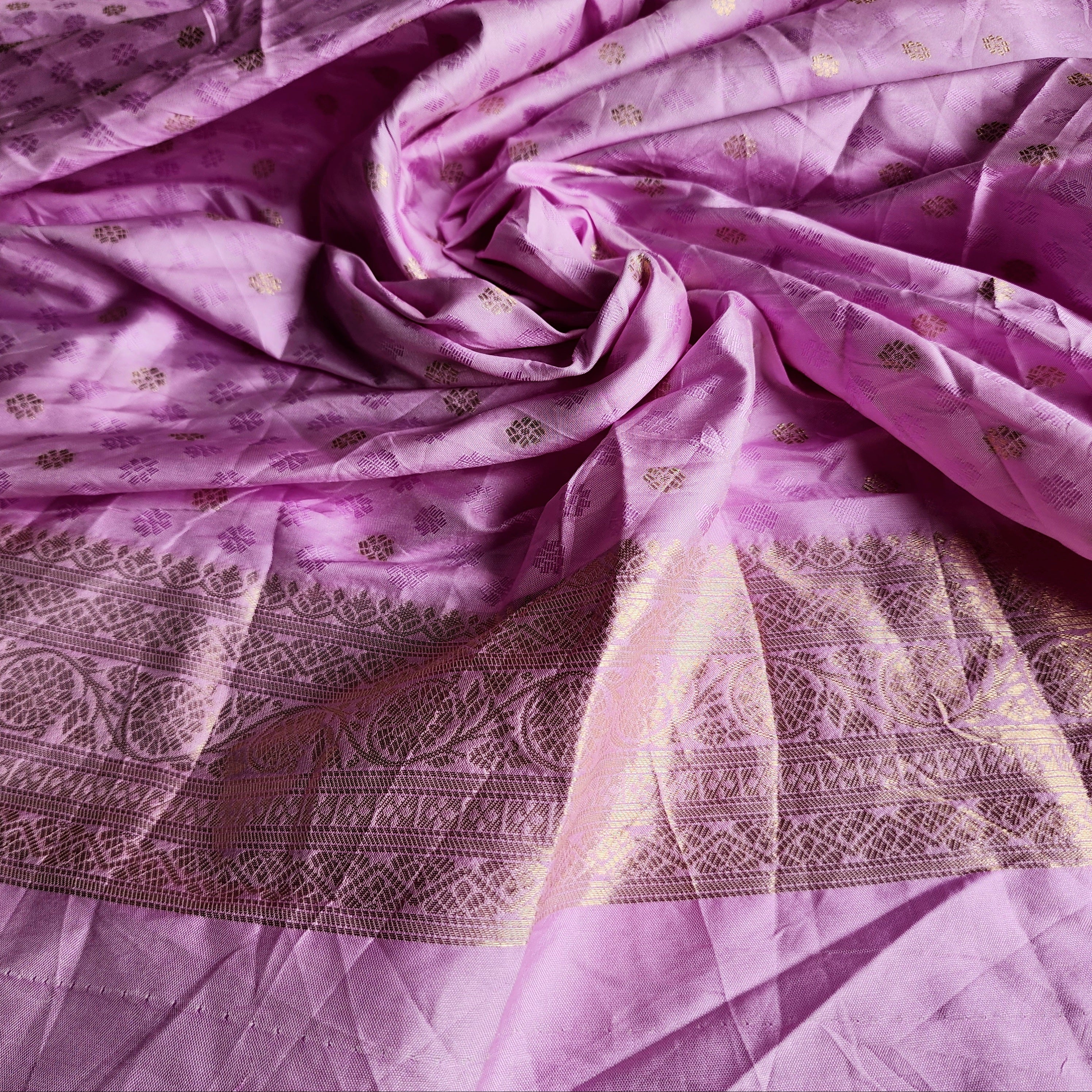 Beige Gold Kanjivaram Style Banarasi Designer Silk Saree