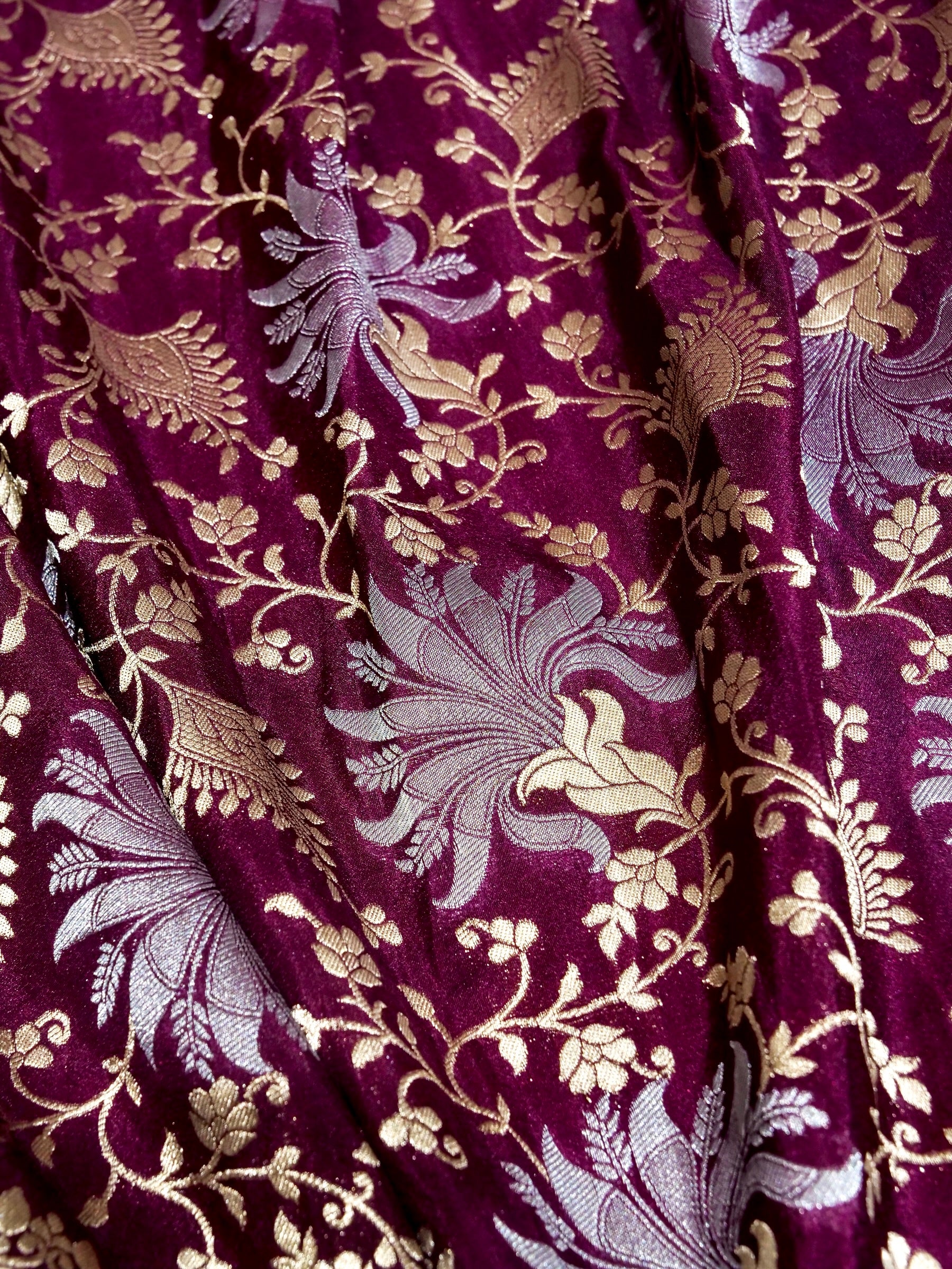 Mulberry Purple Crepe Georgette Silk Saree with Turquoise Blue Border