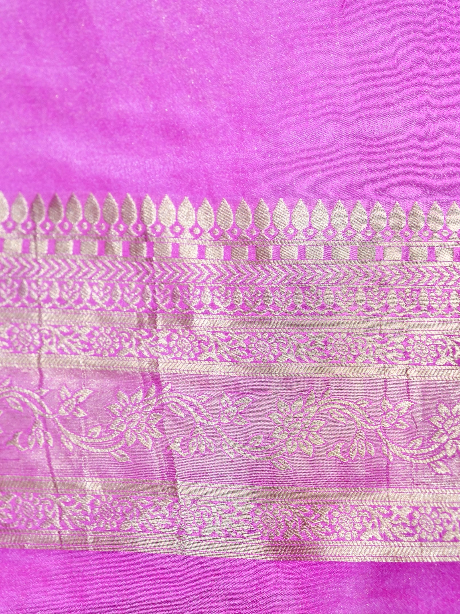 Rani Pink Crepe Georgette Silk Saree with Lilac Pink Border