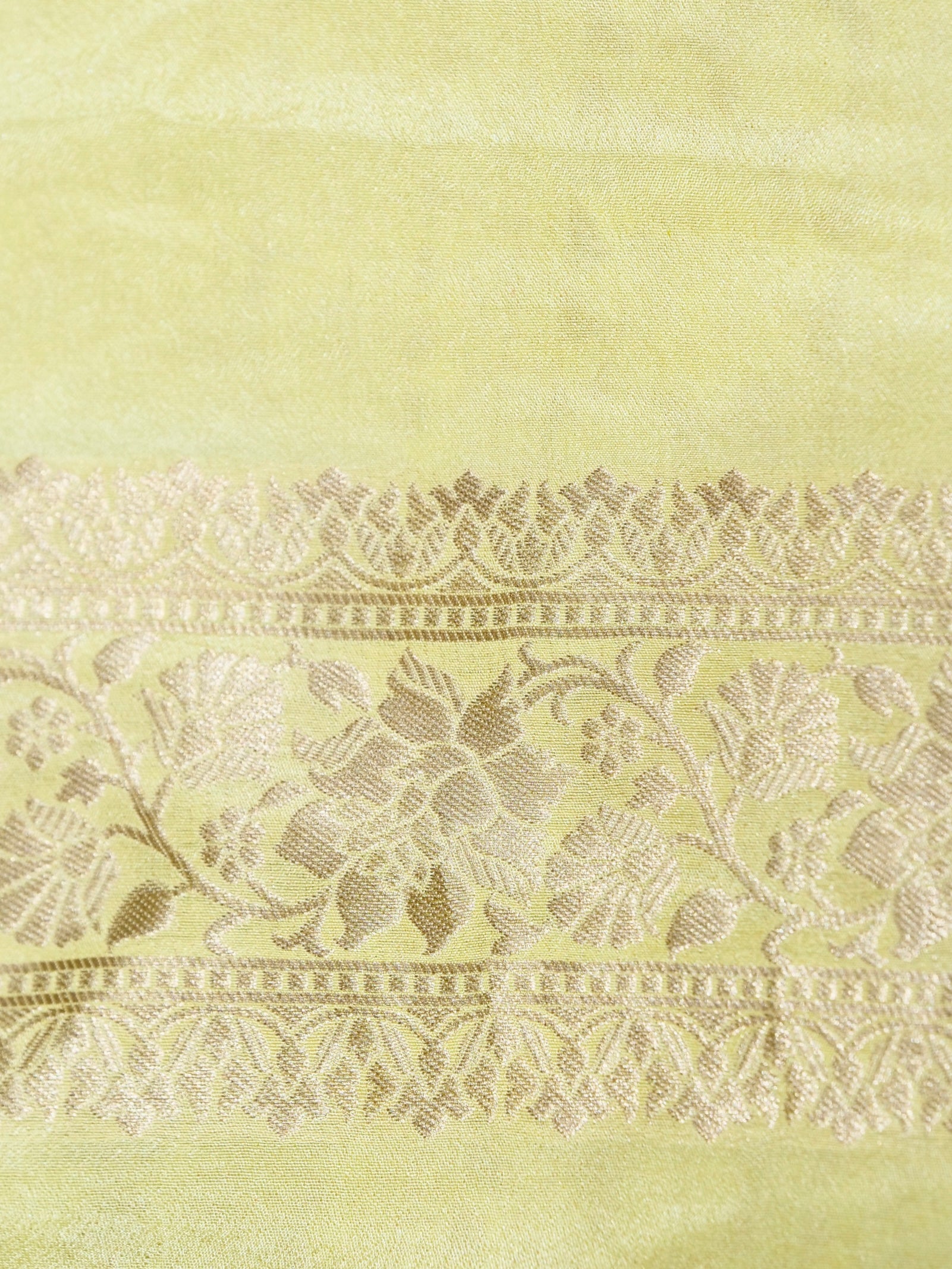 Emerald Green Crepe Georgette Silk Saree with Champagne Gold Border