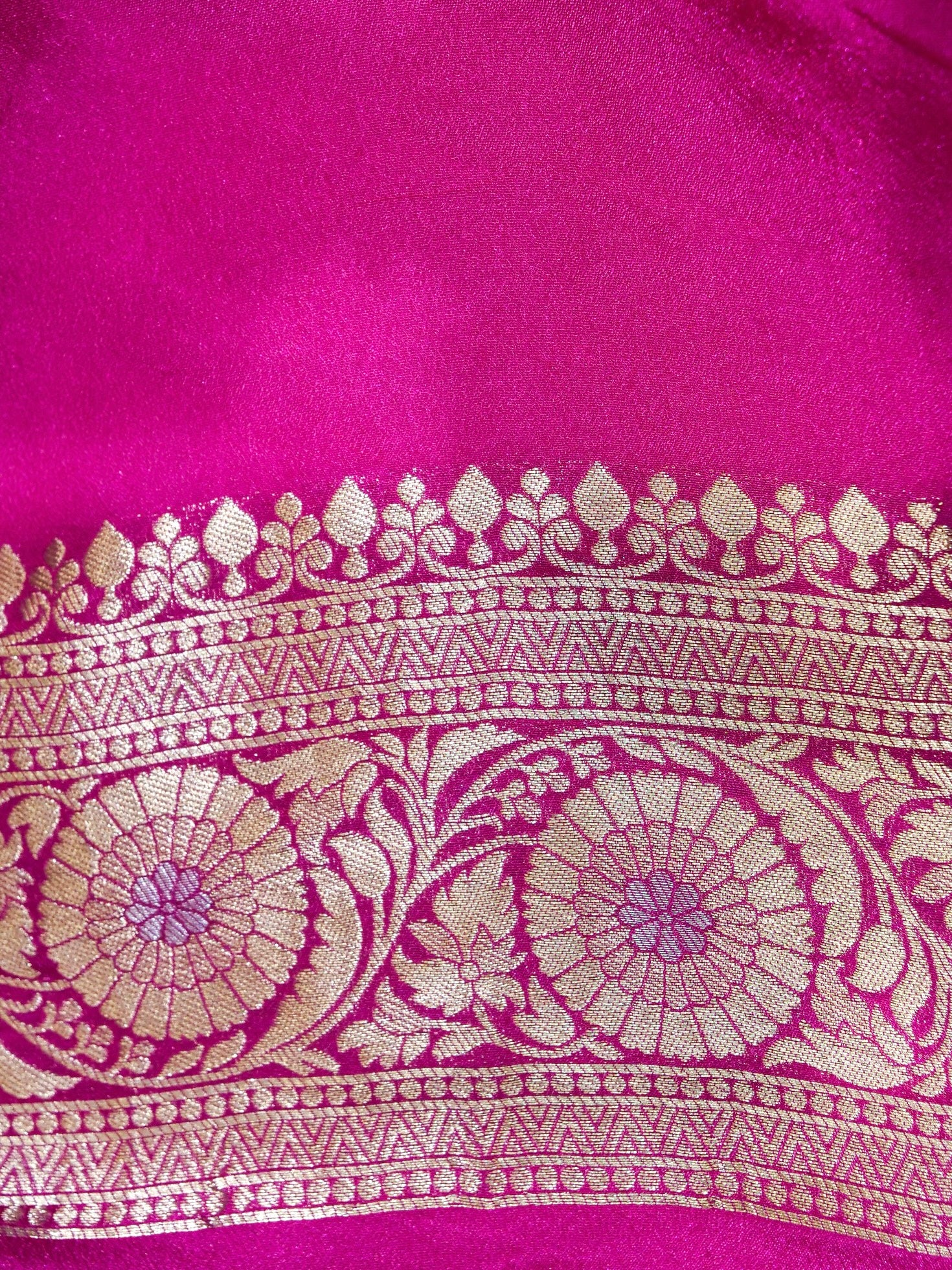 Butter Yellow Crepe Georgette Silk Saree with Pink and Champagne Gold Border