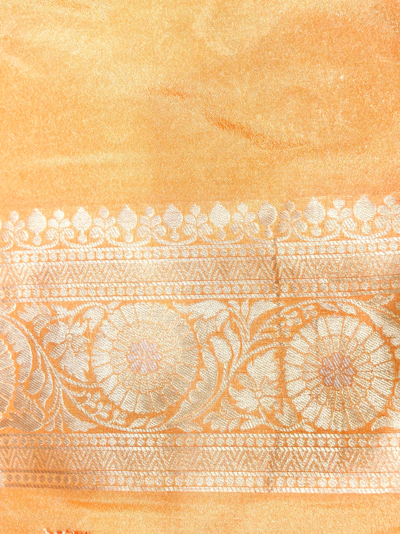 Cerise Pink Crepe Georgette Silk Saree with Peach Gold Border