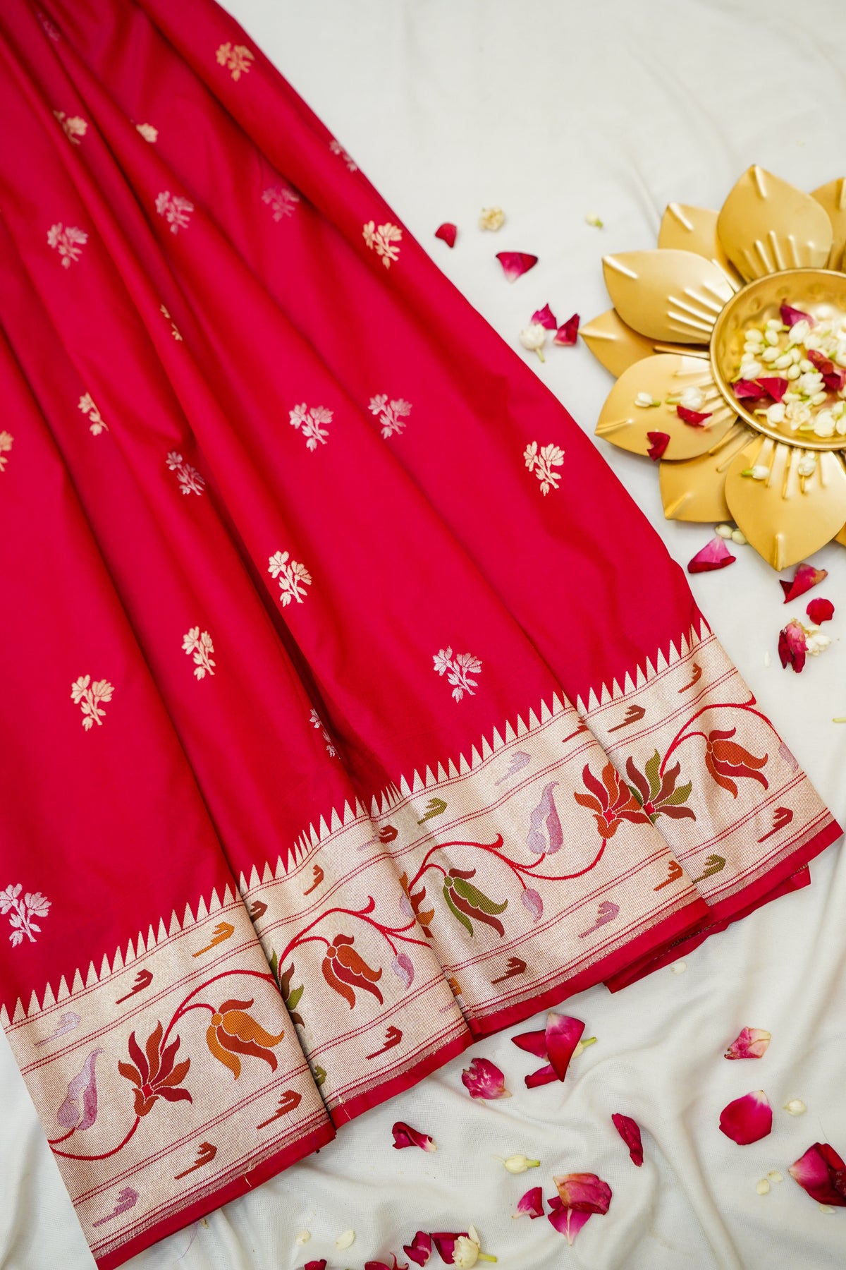 Keshavi - Rani Pink Paithani Silk Saree with Stitched Blouse