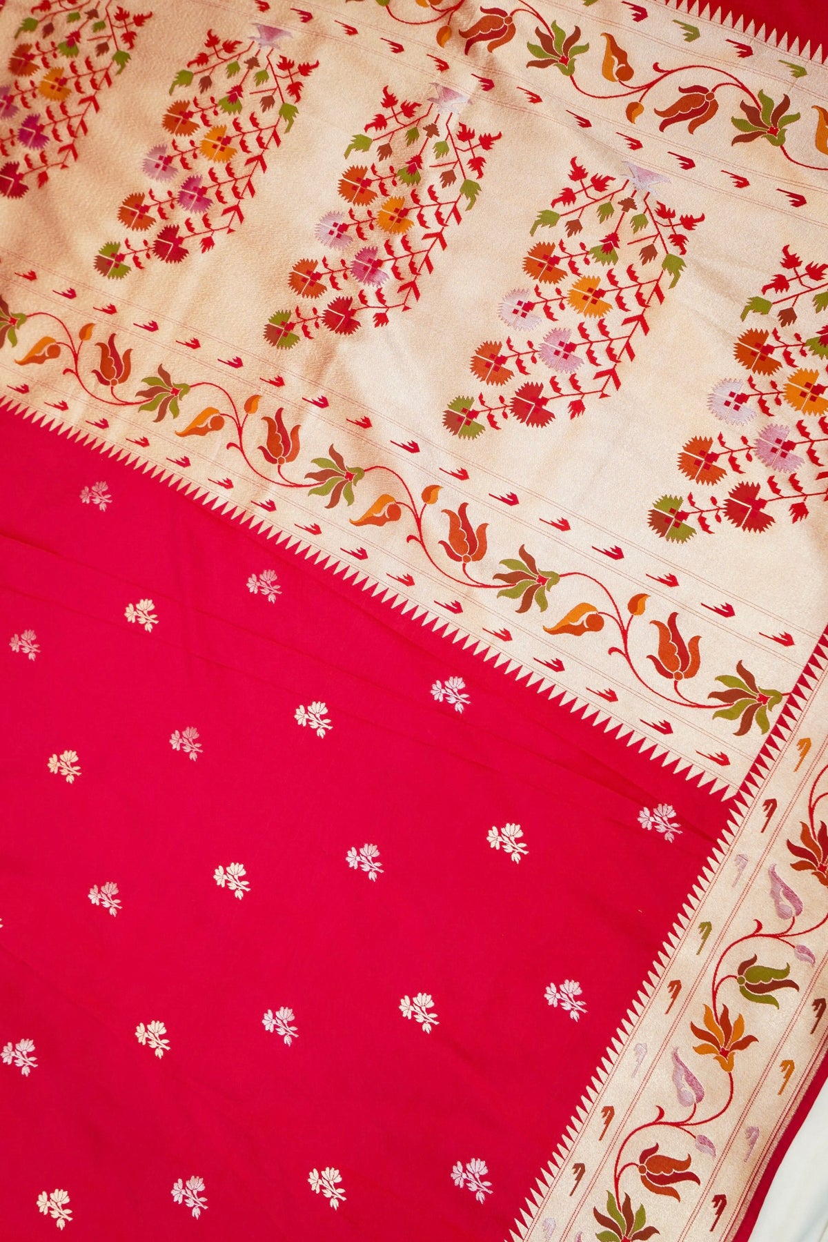 Keshavi - Rani Pink Paithani Silk Saree with Stitched Blouse