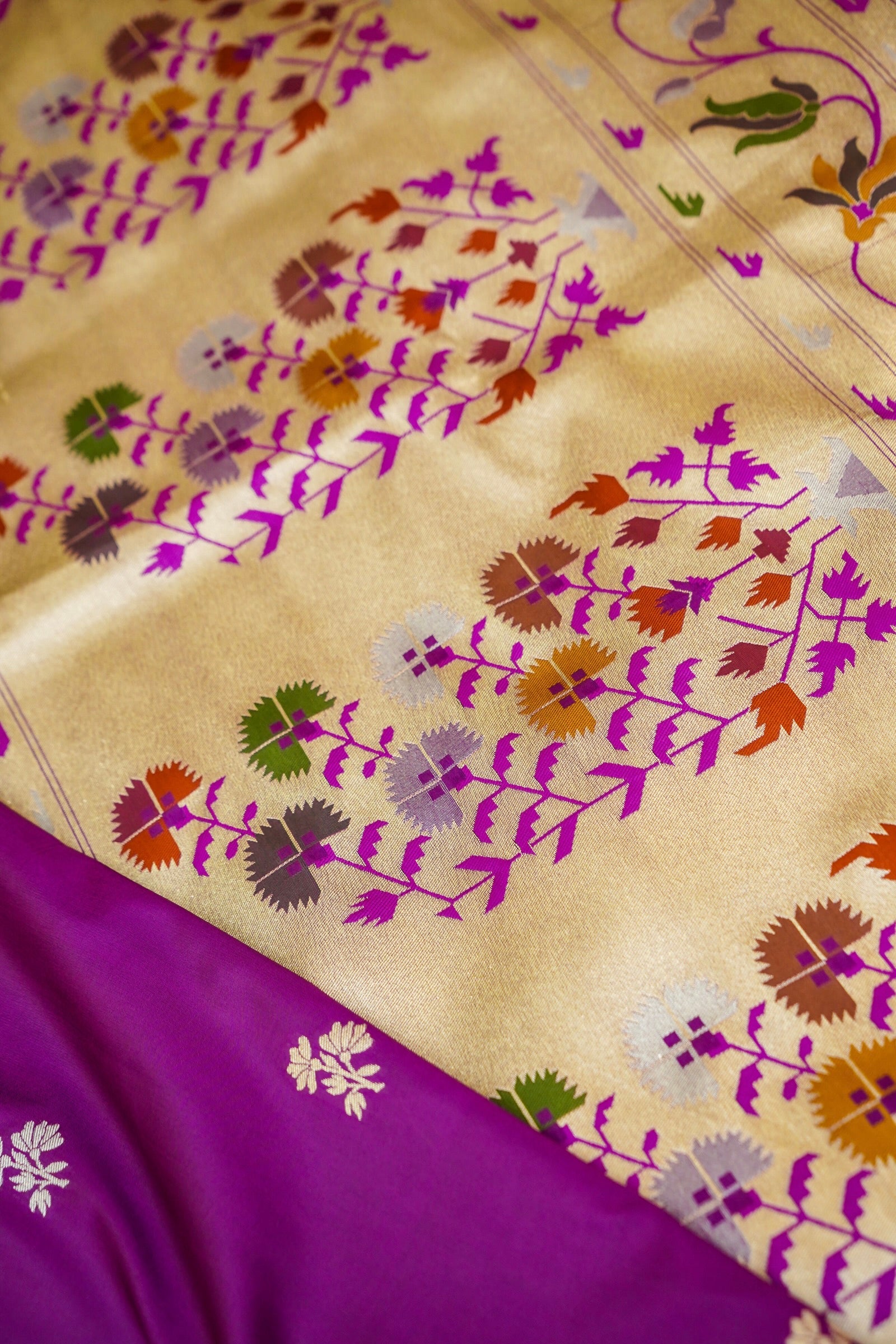 Keshavi - Jamuni Paithani Silk Saree with Stitched Blouse